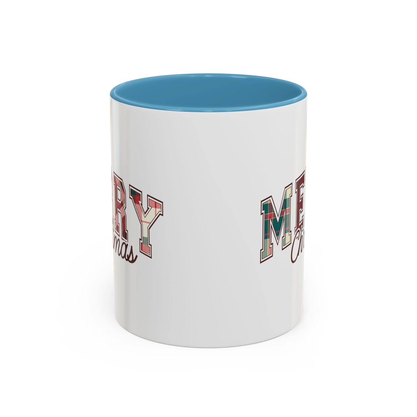 Merry Christmas Mug | Plaid Holiday Text Design | Festive Coffee Cup