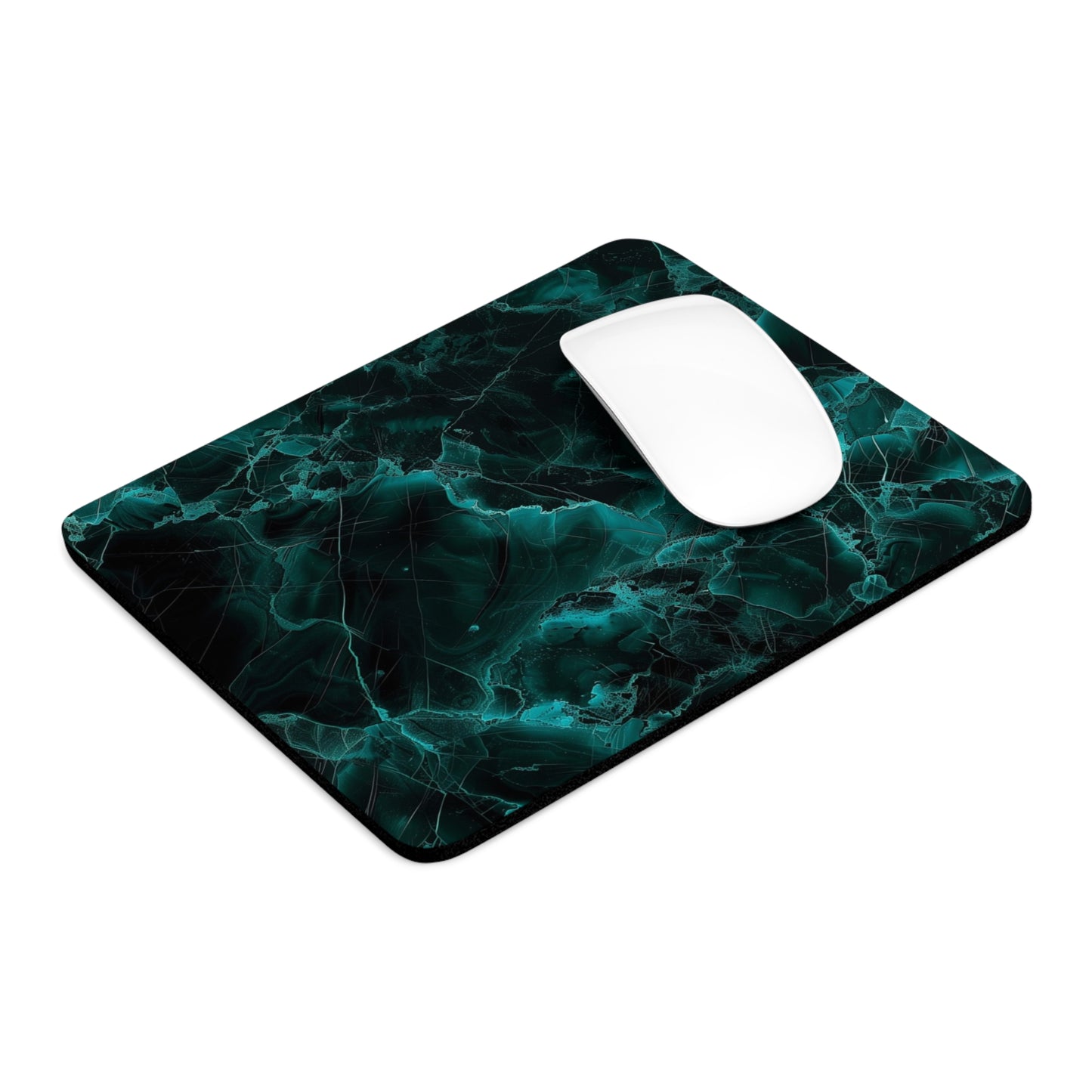 Elegant Dark Marble Design Personalized Mouse Pad - Custom Round or Rectangle Neoprene Mousepad with Non-Slip Rubber Bottom