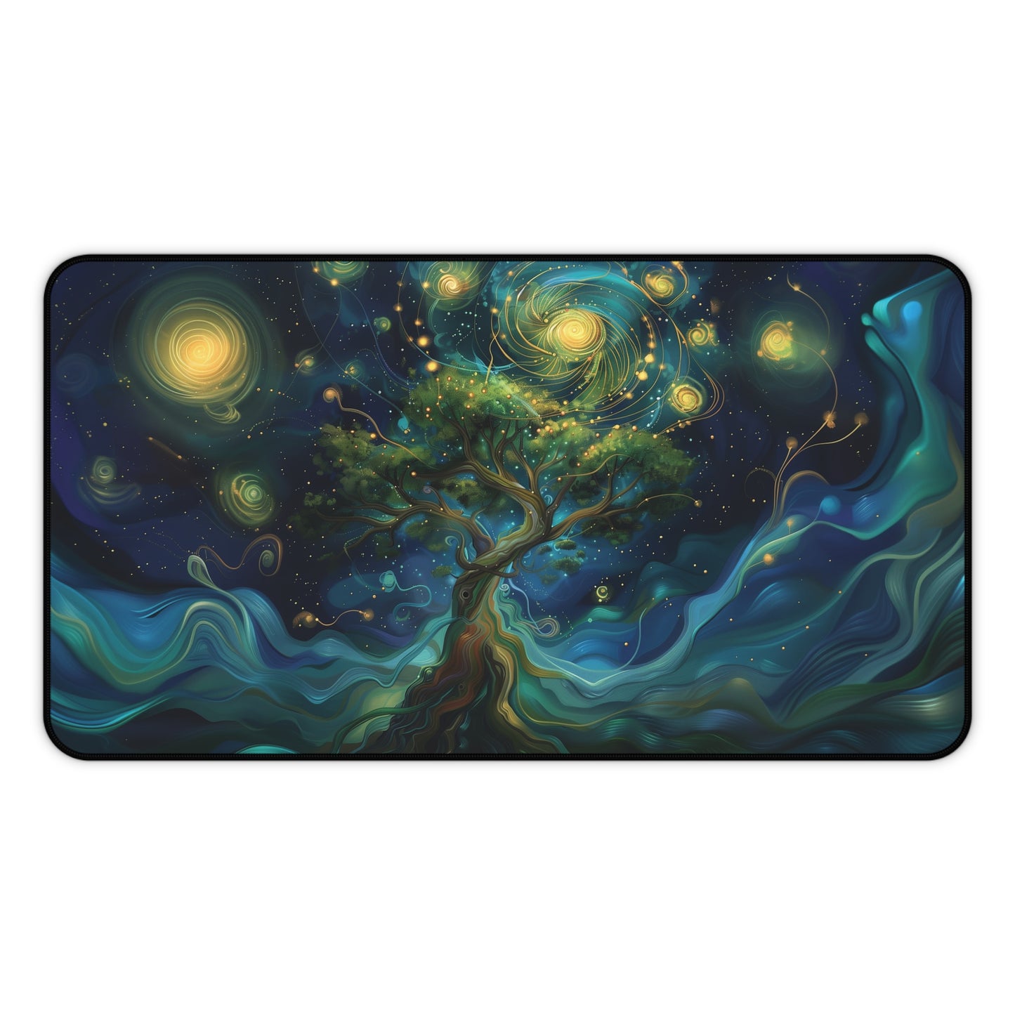 Mystical Tree Desk Mat | Enchanted Night Sky Design | Neoprene | Anti-Slip | 3 Sizes | Office Decor