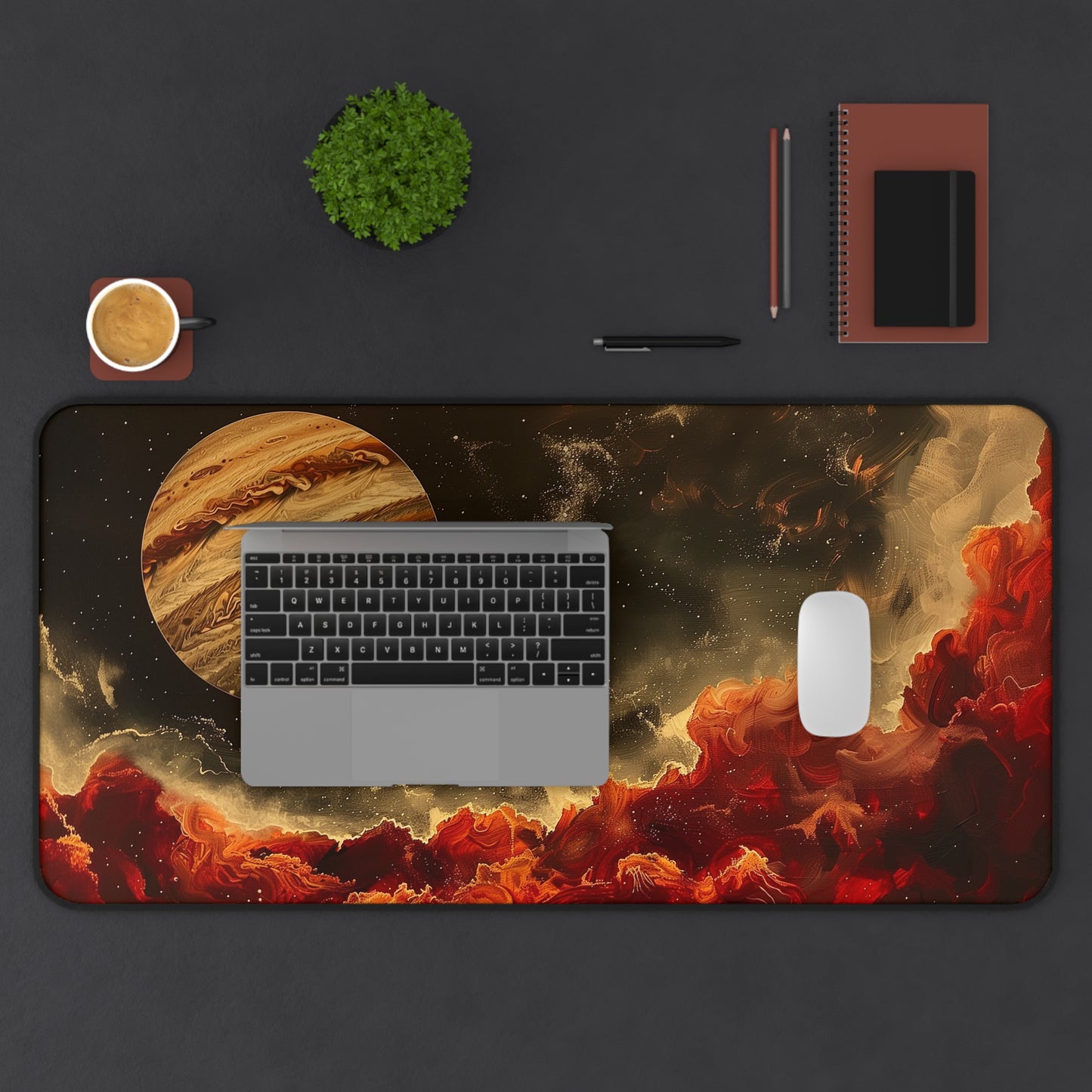 Jupiter Planet Computer Desk Mat | Cosmic Mouse Pad | Anti-Slip Neoprene Desk Mat for Home Office | 3 Sizes Available