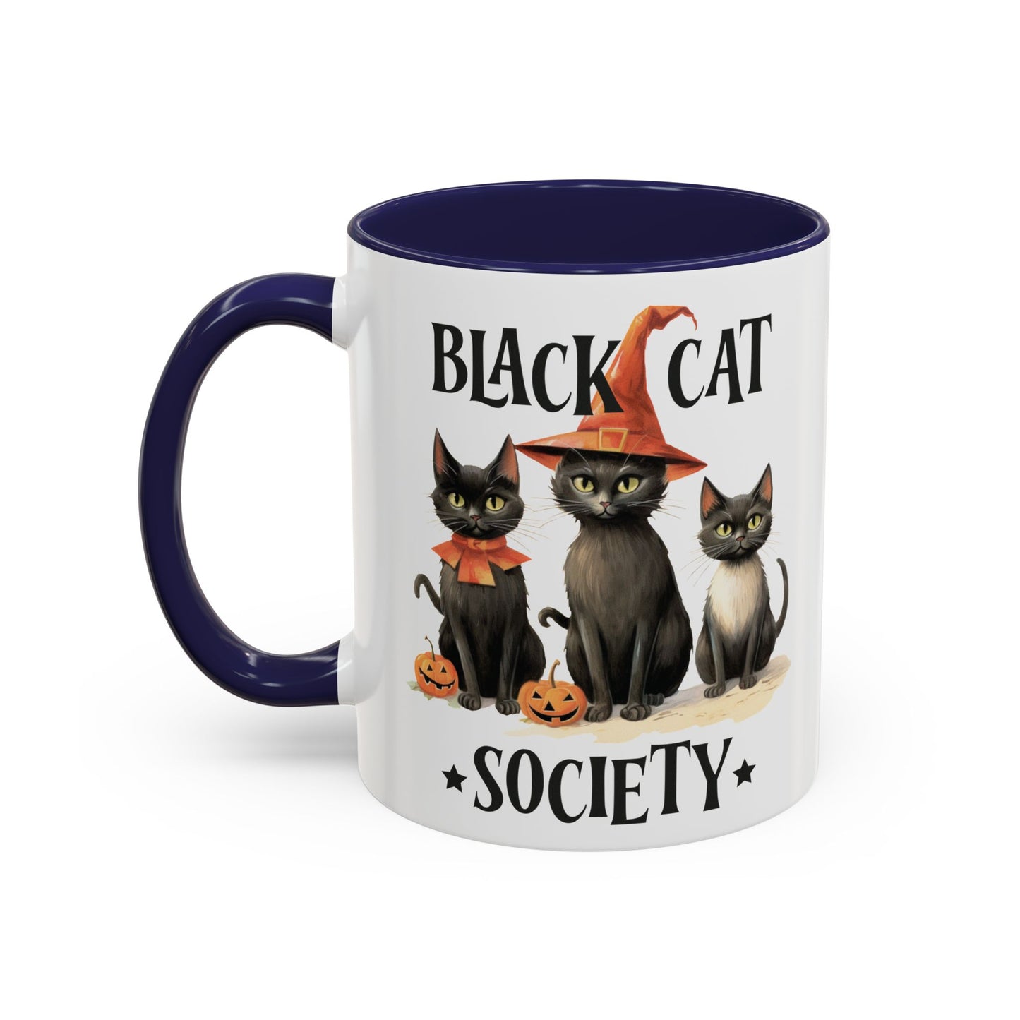 Black Cat Society Halloween Mug | Cute Black Cat Coffee Mug | Halloween Fall Drinkware | Witchy Cat Design