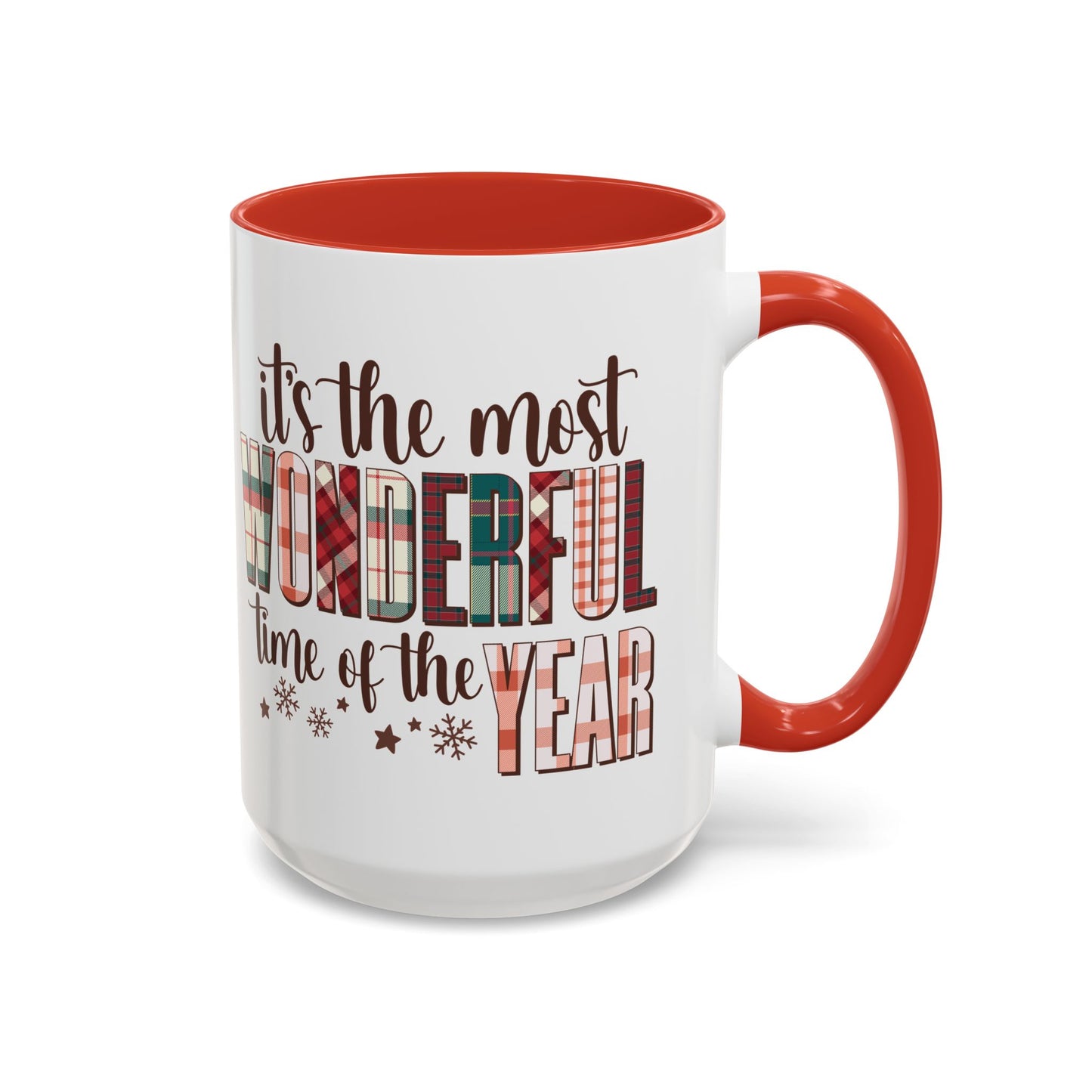 It's the Most Wonderful Time of the Year Christmas Mug | Plaid Text Holiday Design | Festive Winter Coffee Mug