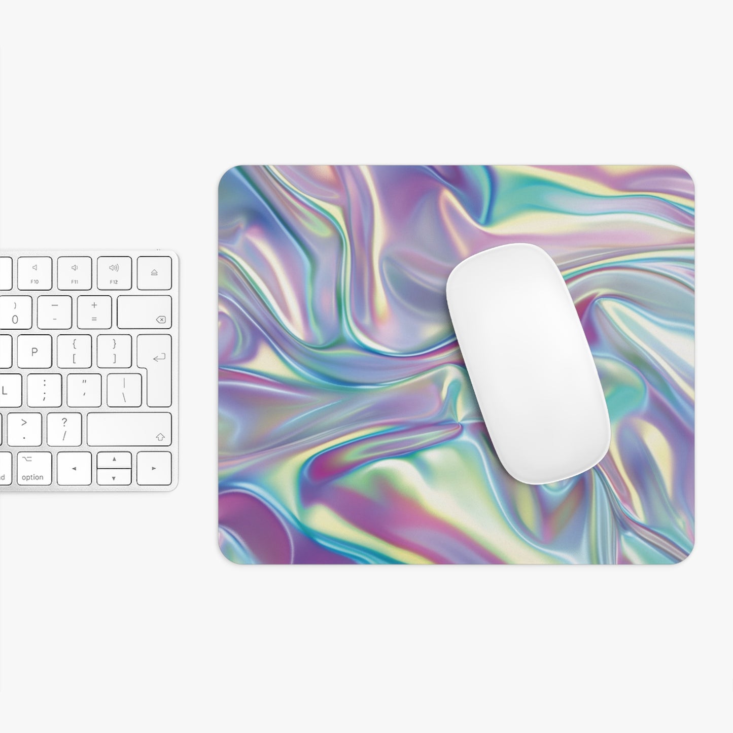 Holographic Silk Design Personalized Mouse Pad - Custom Round or Rectangle Neoprene Mousepad with Non-Slip Rubber Bottom