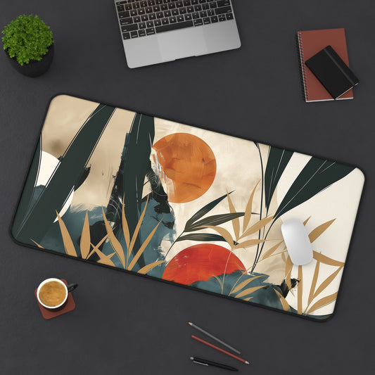 Abstract Tropical Desk Mat | Modern Neoprene | Anti-Slip | 3 Sizes | Stylish Office Decor