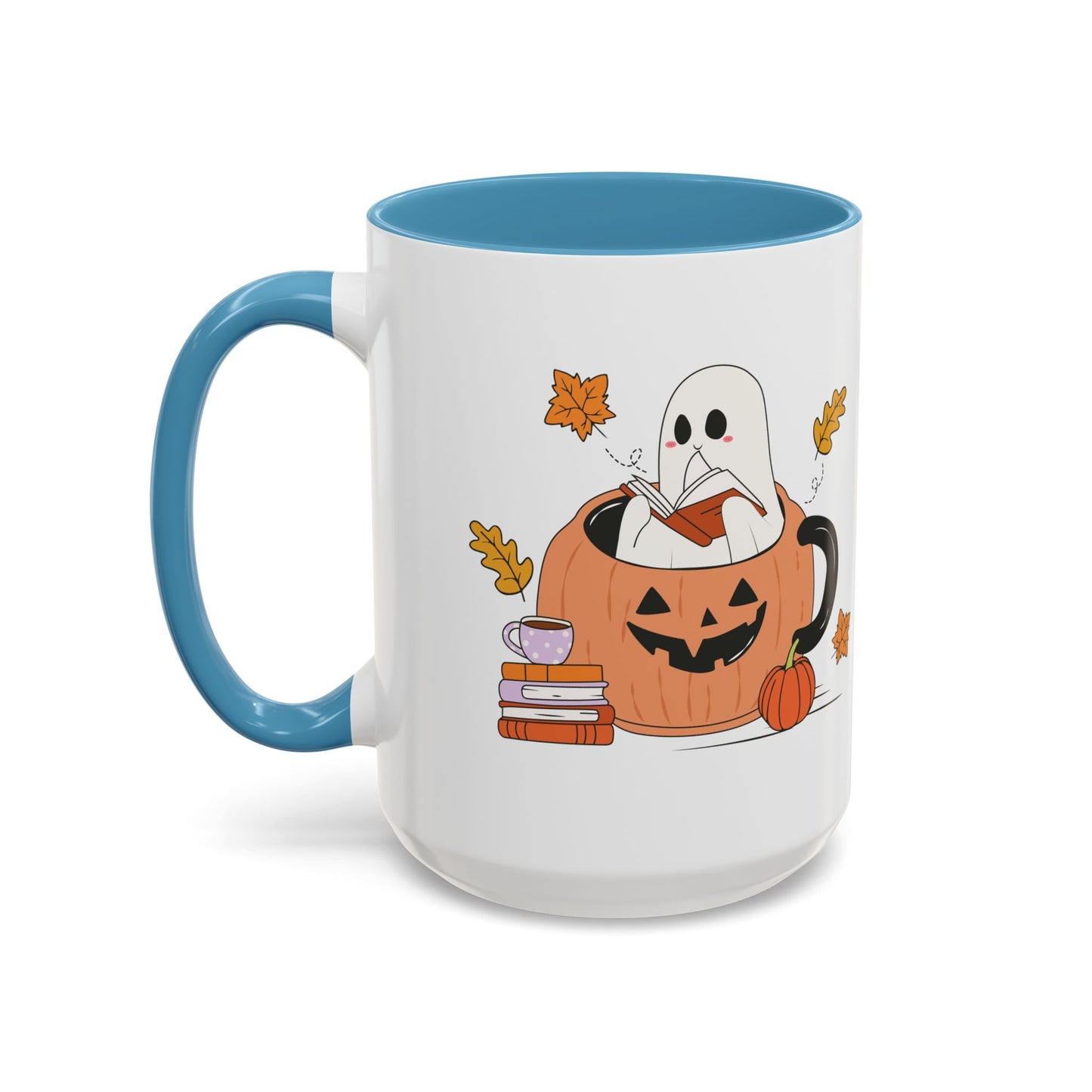 Cozy Ghost in Pumpkin Mug | 11oz and 15oz Ceramic Coffee Cup | Cute Autumn & Halloween Design