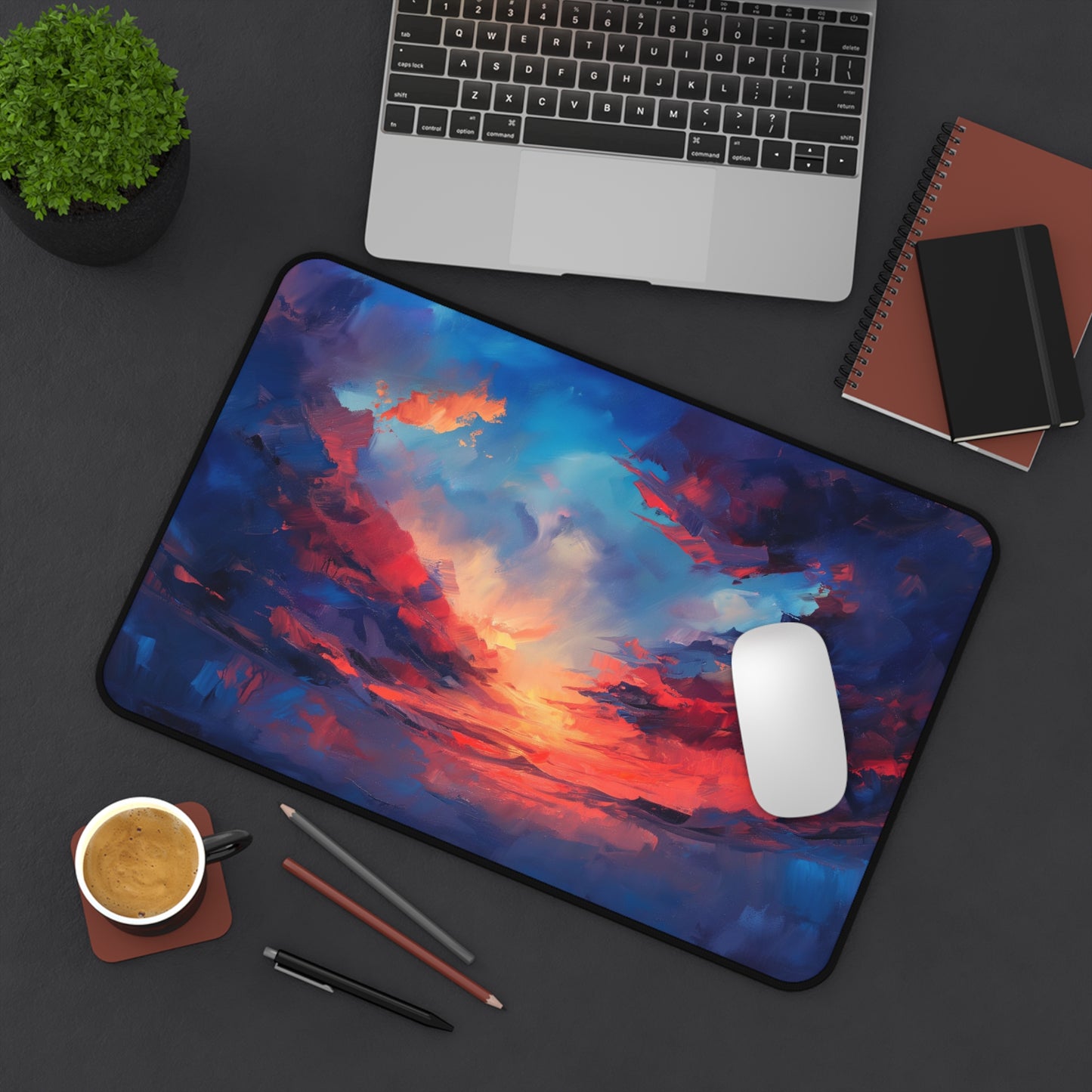 Vibrant Sunset Computer Desk Mat | Artistic Mouse Pad | Anti-Slip Neoprene Desk Mat for Home Office | 3 Sizes Available