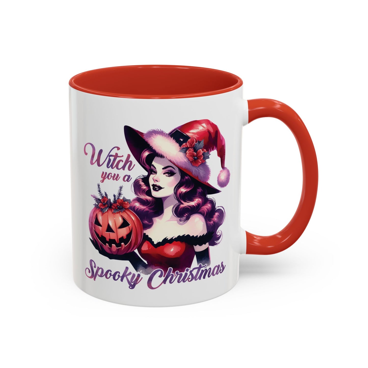 Witch You a Spooky Christmas Mug - Festive Witch and Jack-O'-Lantern Design - Perfect for Halloween and Christmas Lovers