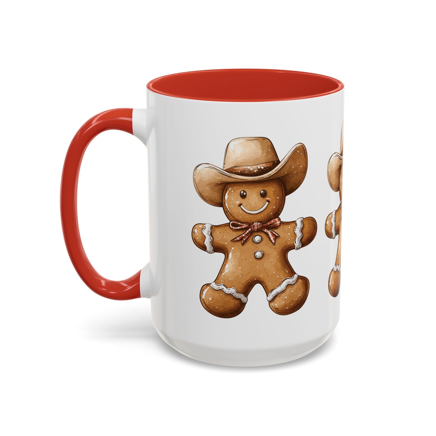 Cowboy Gingerbread Man Tan Hat Ceramic Mug - Festive Western Holiday Design - Perfect for Christmas and Cookie Lovers