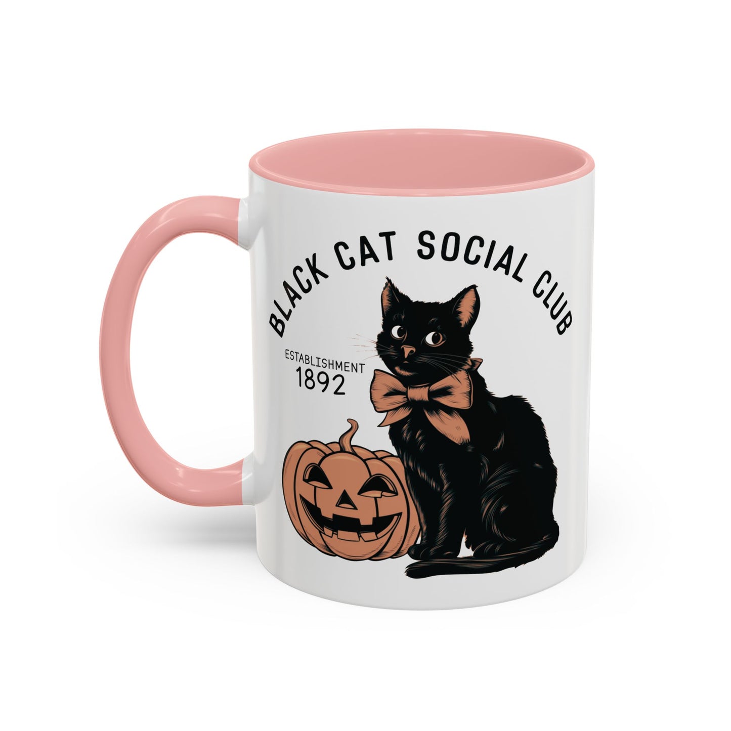 Black Cat Social Club Mug | Halloween Cat and Pumpkin Design | Spooky Coffee Mug | Fall Drinkware Gift