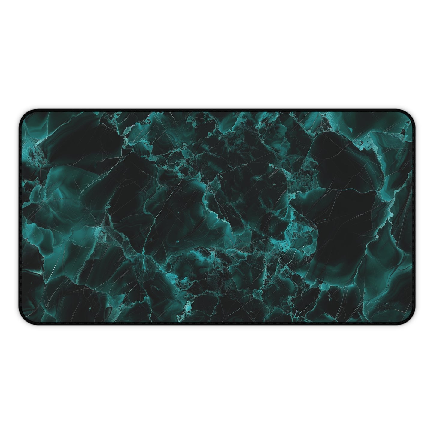 Emerald Marble Desk Mat | Dark Green Swirl Design | Neoprene | Anti-Slip | 3 Sizes | Office Decor