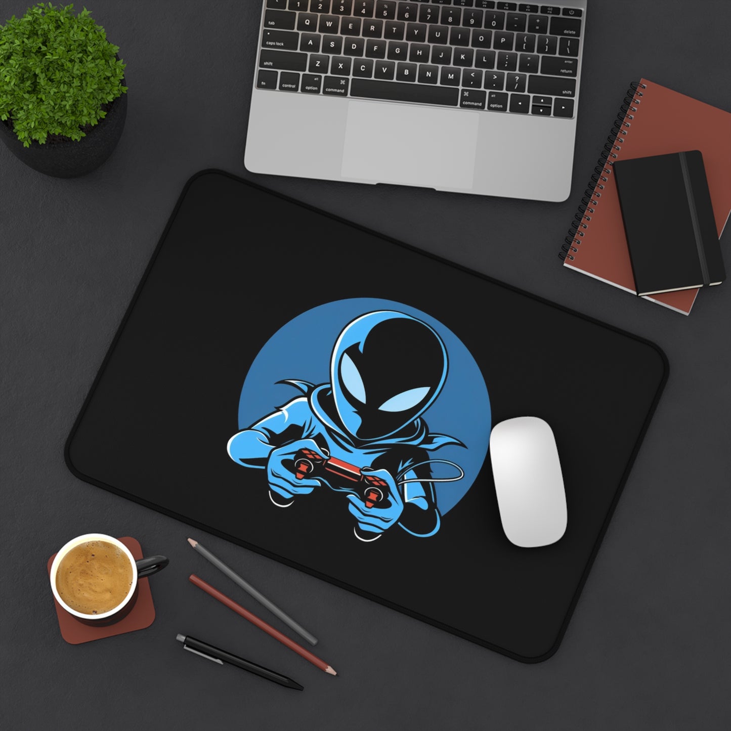 Alien Gamer Computer Desk Mat | Gaming Mouse Pad | Anti-Slip Neoprene Desk Mat for Home Office | 3 Sizes Available