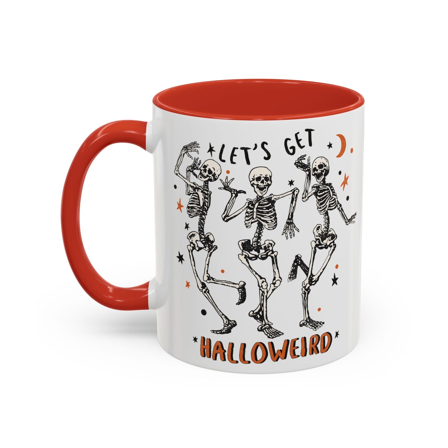 Lets Get Halloweird Halloween Mug | Dancing Skeleton Design | Funny Spooky Coffee Mug | Fall Drinkware | Unique Halloween Gift