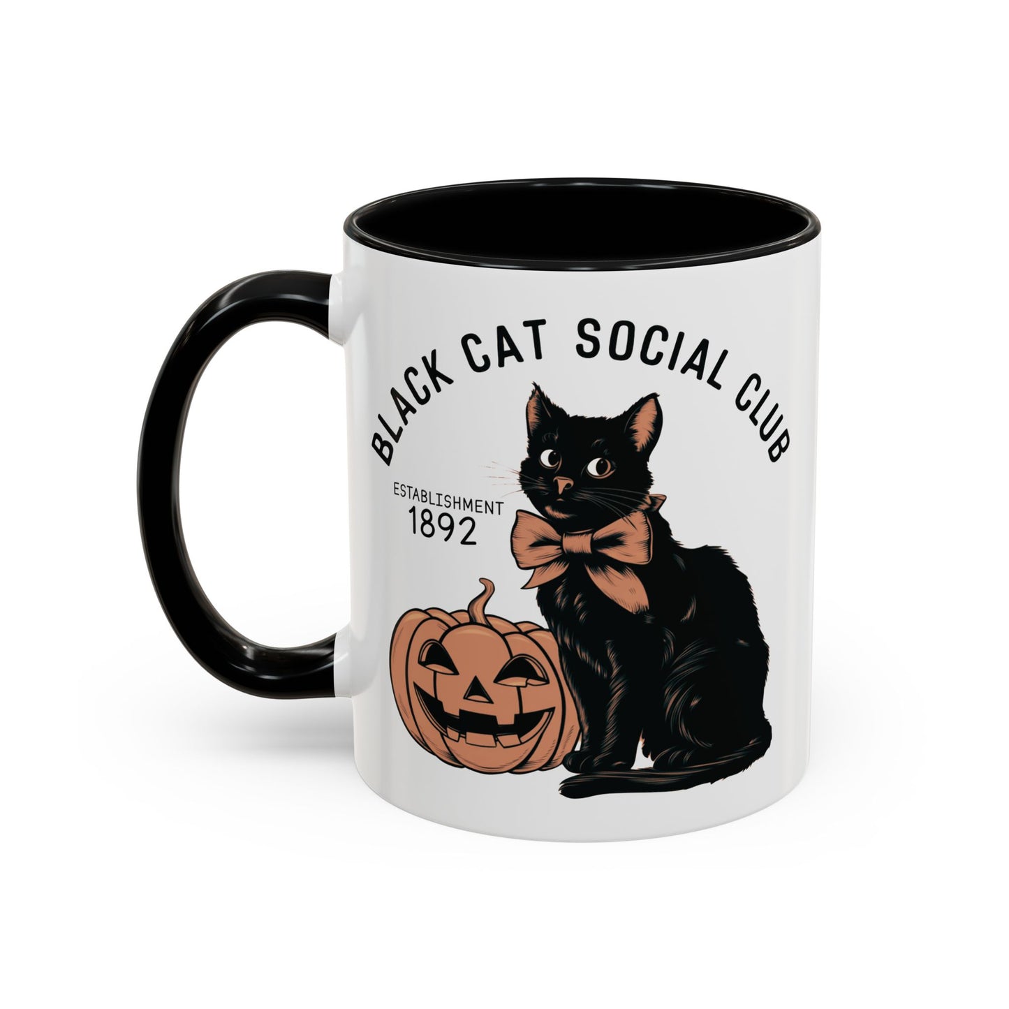 Black Cat Social Club Mug | Halloween Cat and Pumpkin Design | Spooky Coffee Mug | Fall Drinkware Gift