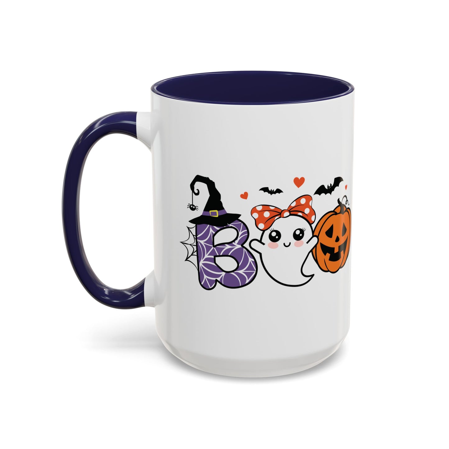 Cute Boo Halloween Mug | 11oz and 15oz Ceramic Coffee Cup | Adorable Ghost, Pumpkin and Witch Hat Design