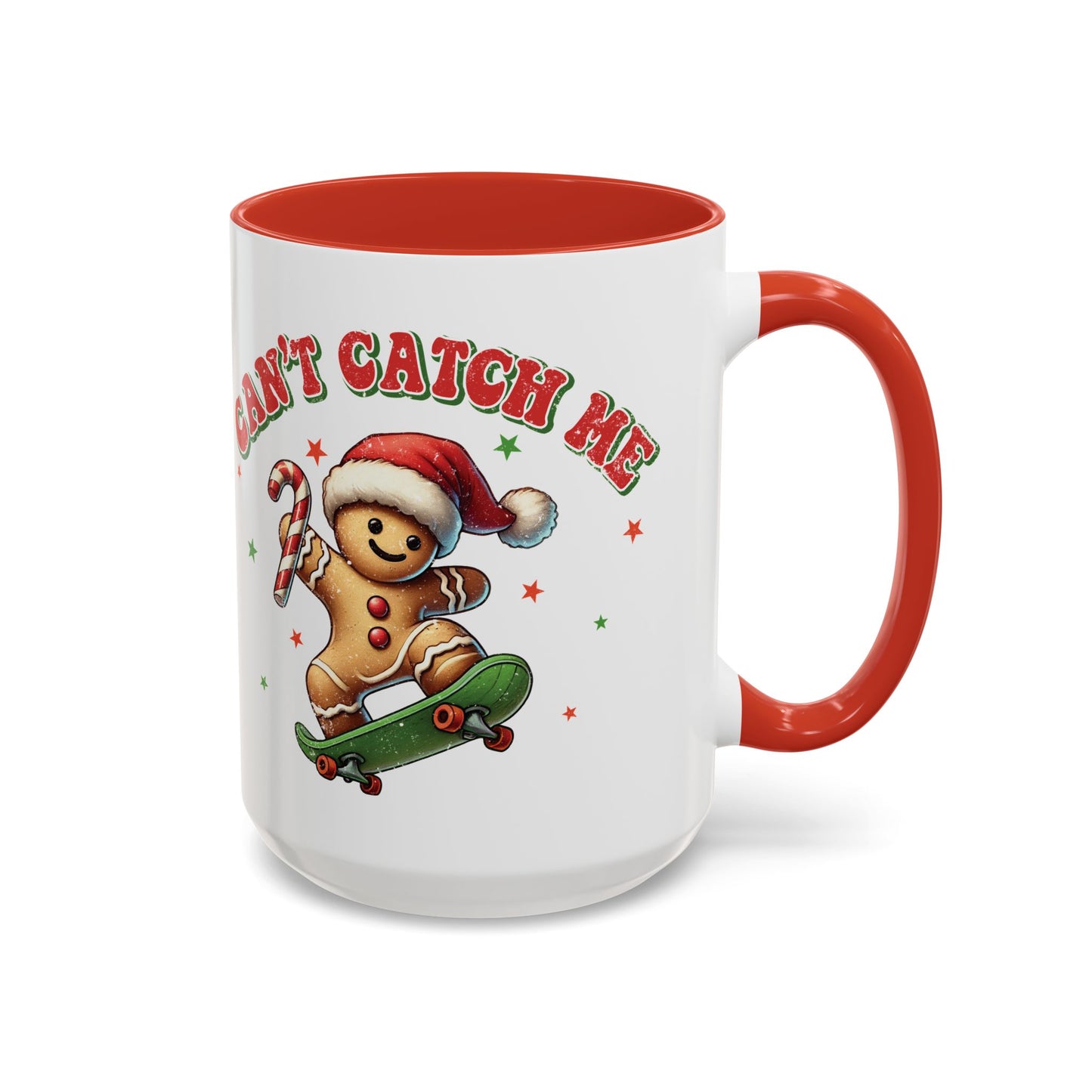 Can't Catch Me Gingerbread Mug - Fun Holiday Skateboarding Gingerbread Design - Perfect for Christmas Cheer