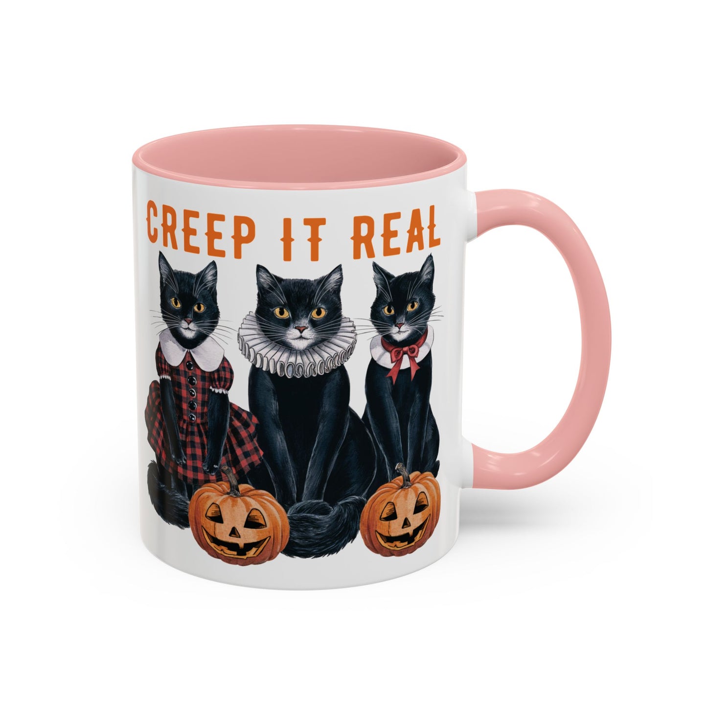 Creep It Real Halloween Mug | Black Cat and Pumpkin Design | Halloween Coffee Mug | Fall Drinkware