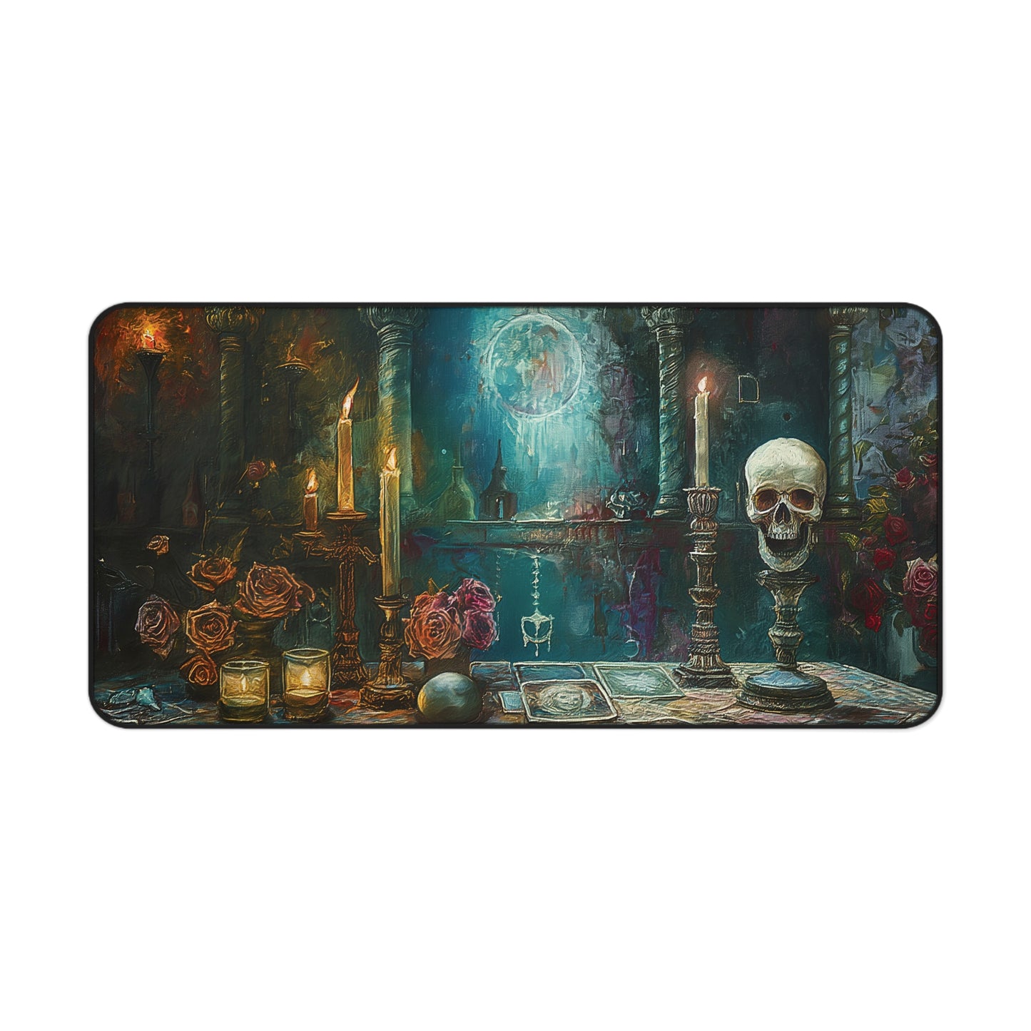 Mystic Altar Desk Mat | Gothic Decor | Skull, Candles, Tarot | Neoprene | Anti-Slip | 3 Sizes