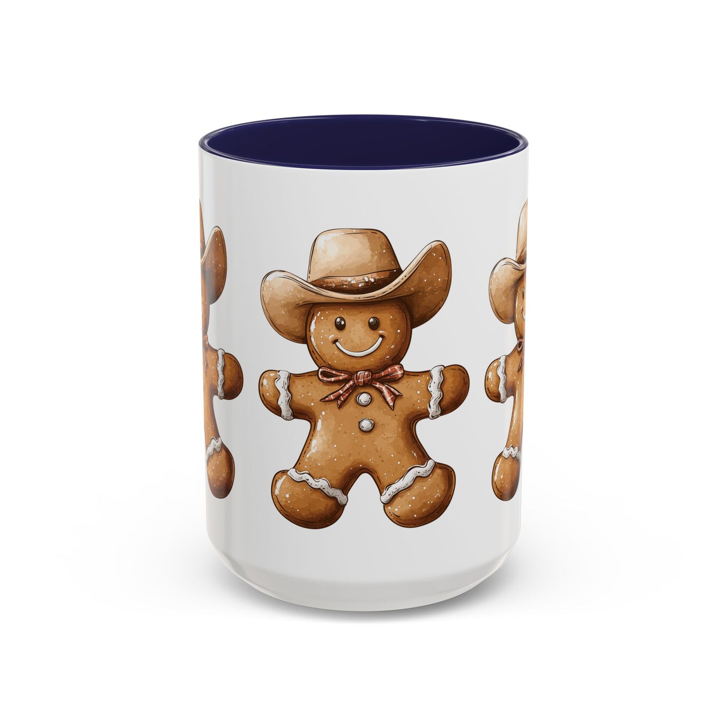 Cowboy Gingerbread Man Tan Hat Ceramic Mug - Festive Western Holiday Design - Perfect for Christmas and Cookie Lovers