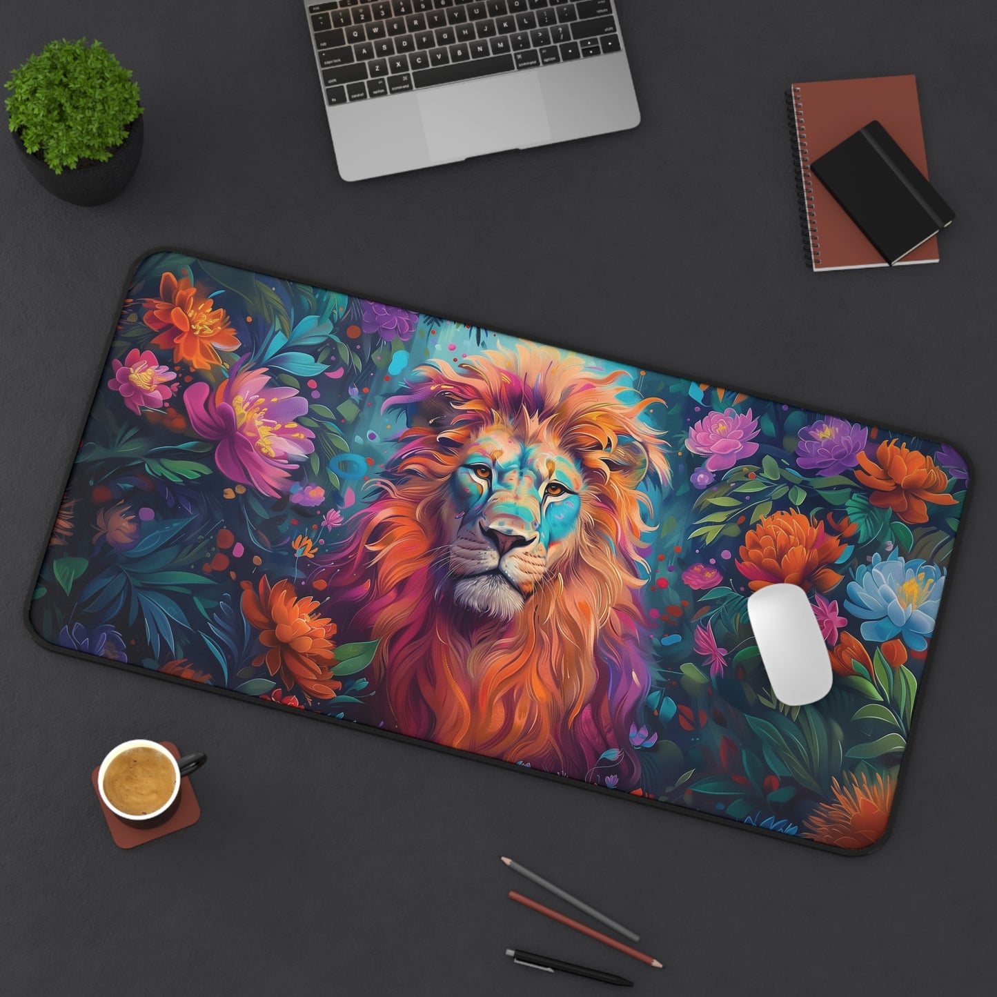 Colorful Lion Desk Mat | Neoprene | Anti-Slip | 3 Sizes