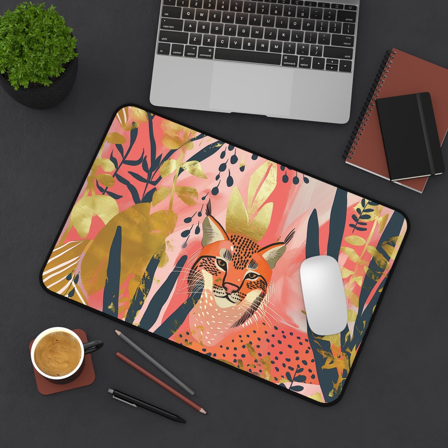 Leopard Jungle Desk Mat | Neoprene Mouse Pad | Anti-Slip Office Desk Mat | 3 Sizes Available