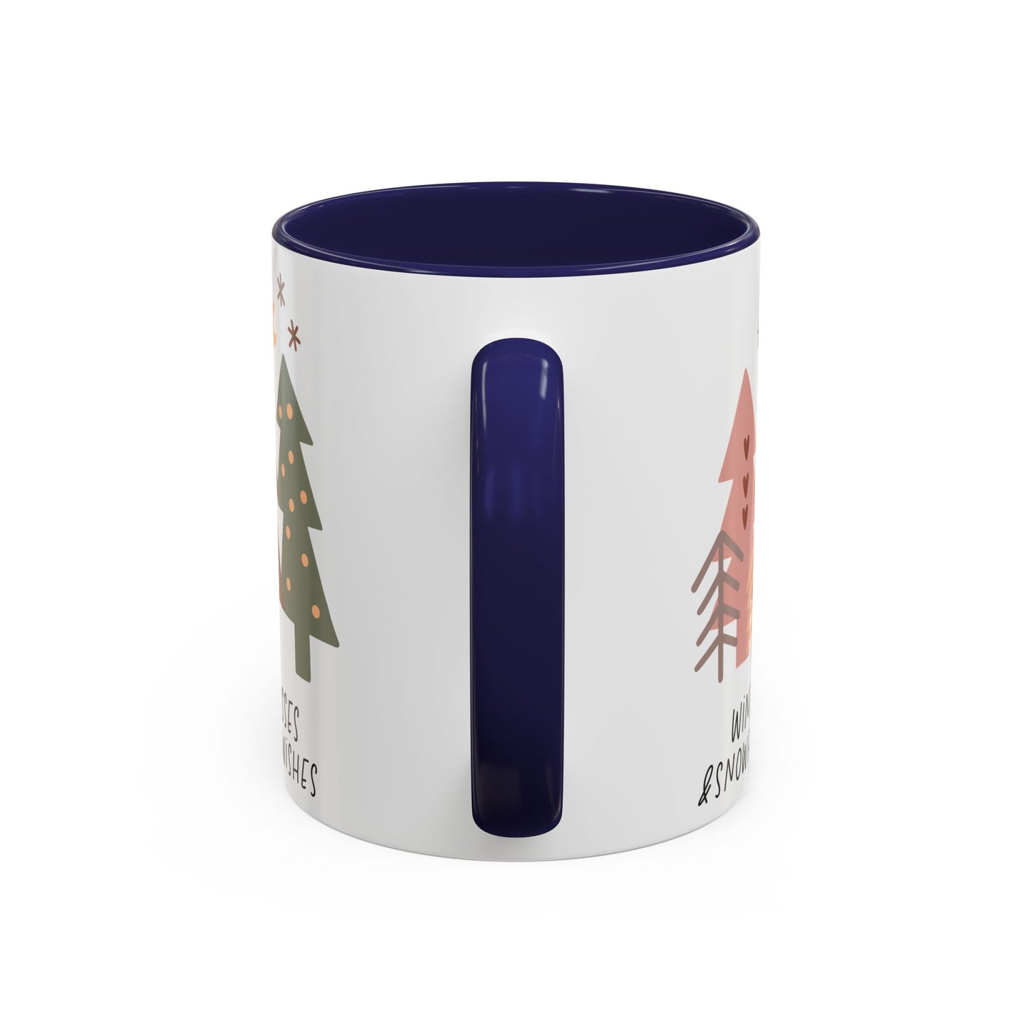 Winter Kisses and Snowflake Wishes Mug | Cozy Christmas Tree Design | Holiday Coffee Mug | Winter Drinkware