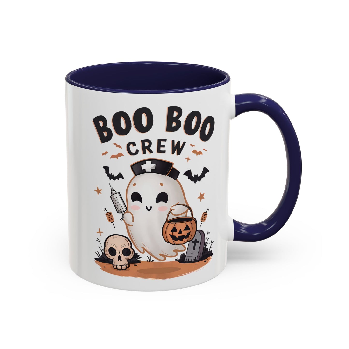 Boo Boo Crew Halloween Mug | Cute Ghost Nurse Design | 11oz and 15oz Ceramic Coffee Cup