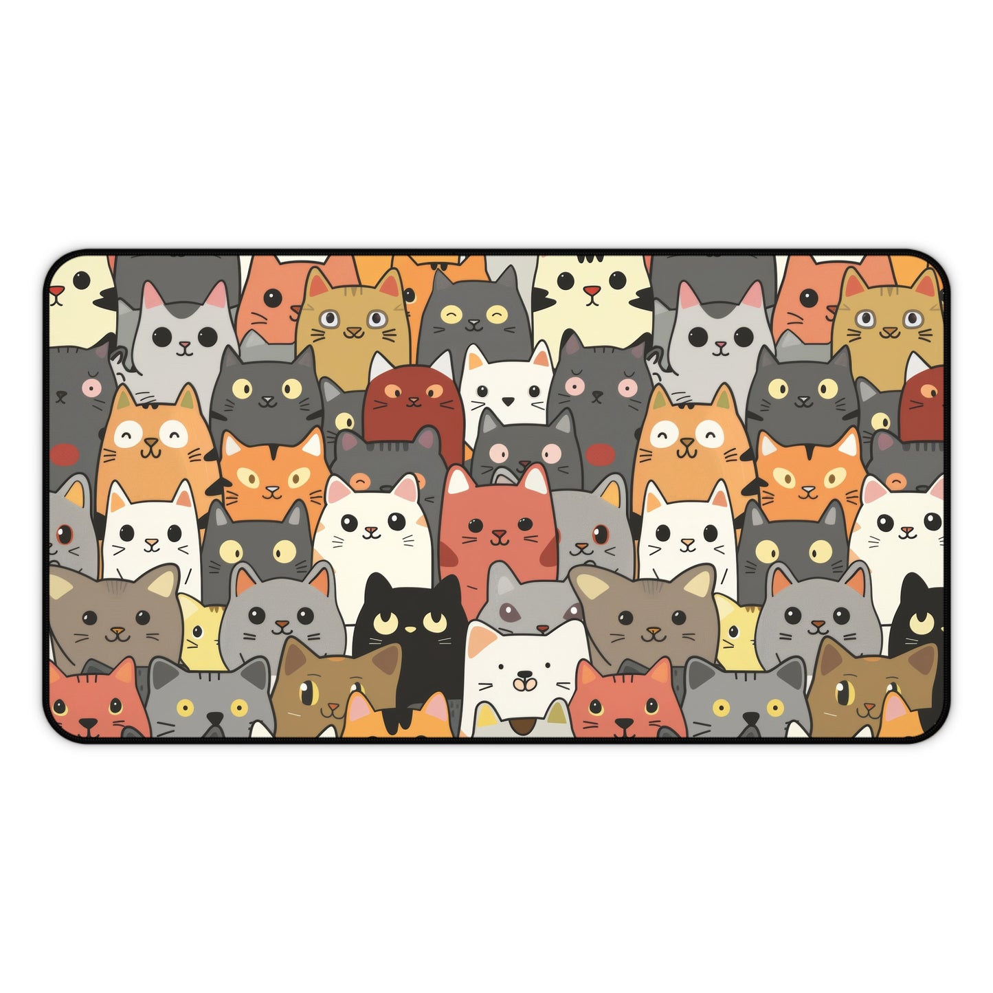 Cute Cat Desk Mat With Kittens - Customizable Neoprene Anti-Slip Mouse Pad - Whimsical Office Decor - Available in 3 Sizes