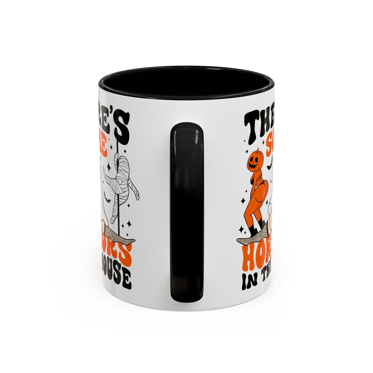 Theres Some Horrors in This House Funny Halloween Mug | 11oz and 15oz Ceramic Coffee Cup | Ghost and Pumpkin Design