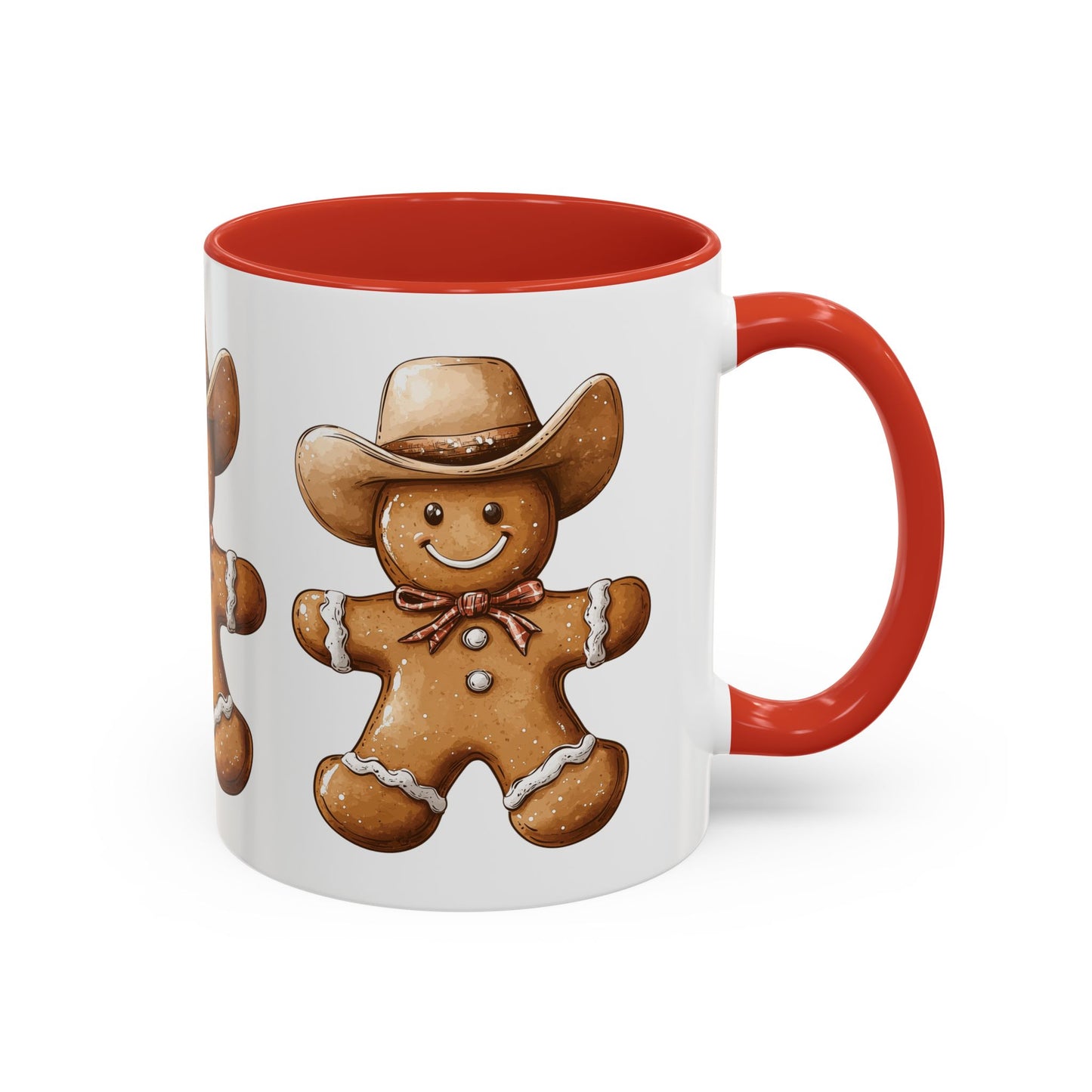 Cowboy Gingerbread Man Tan Hat Ceramic Mug - Festive Western Holiday Design - Perfect for Christmas and Cookie Lovers