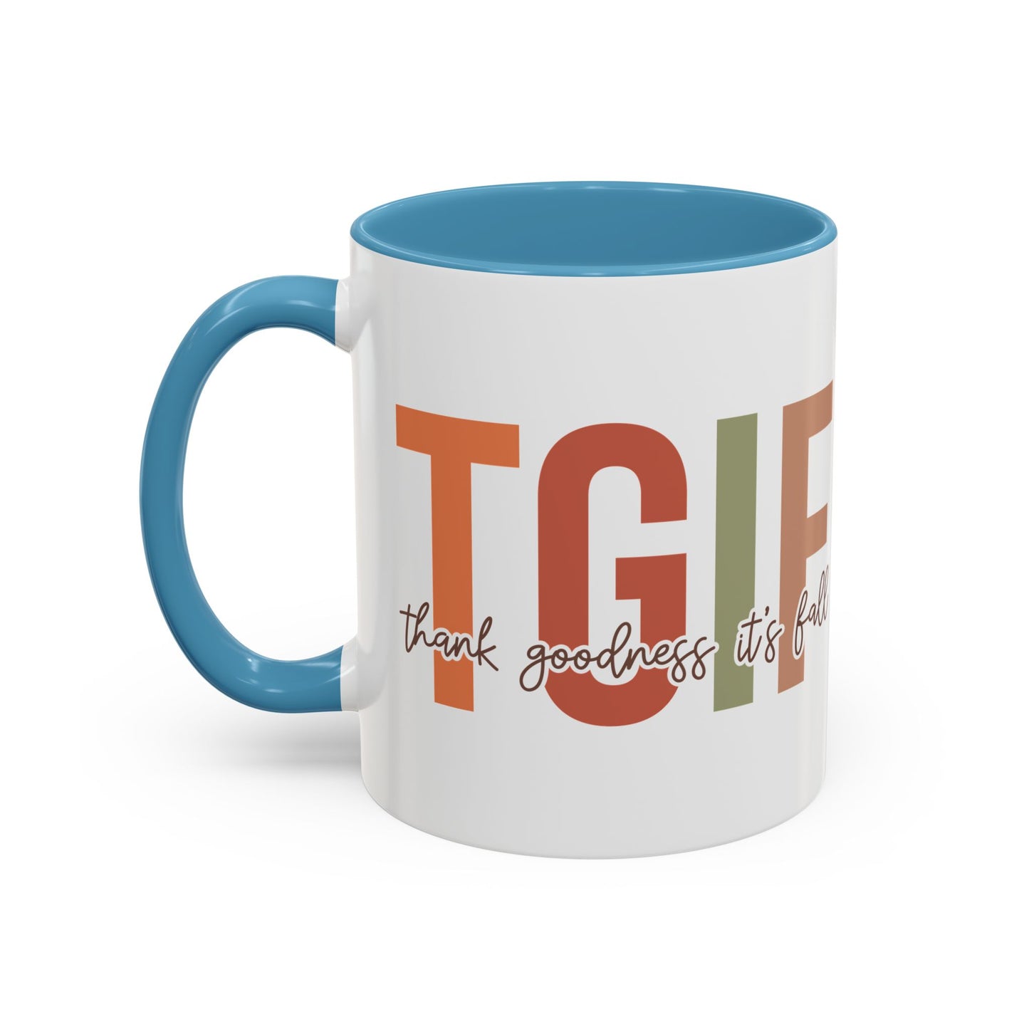 TGIF - Thank Goodness It's Fall Ceramic Mug - 11oz/15oz Autumn Coffee Cup | Cozy Fall Gift | 5 Color Options | Fall-Themed Mug