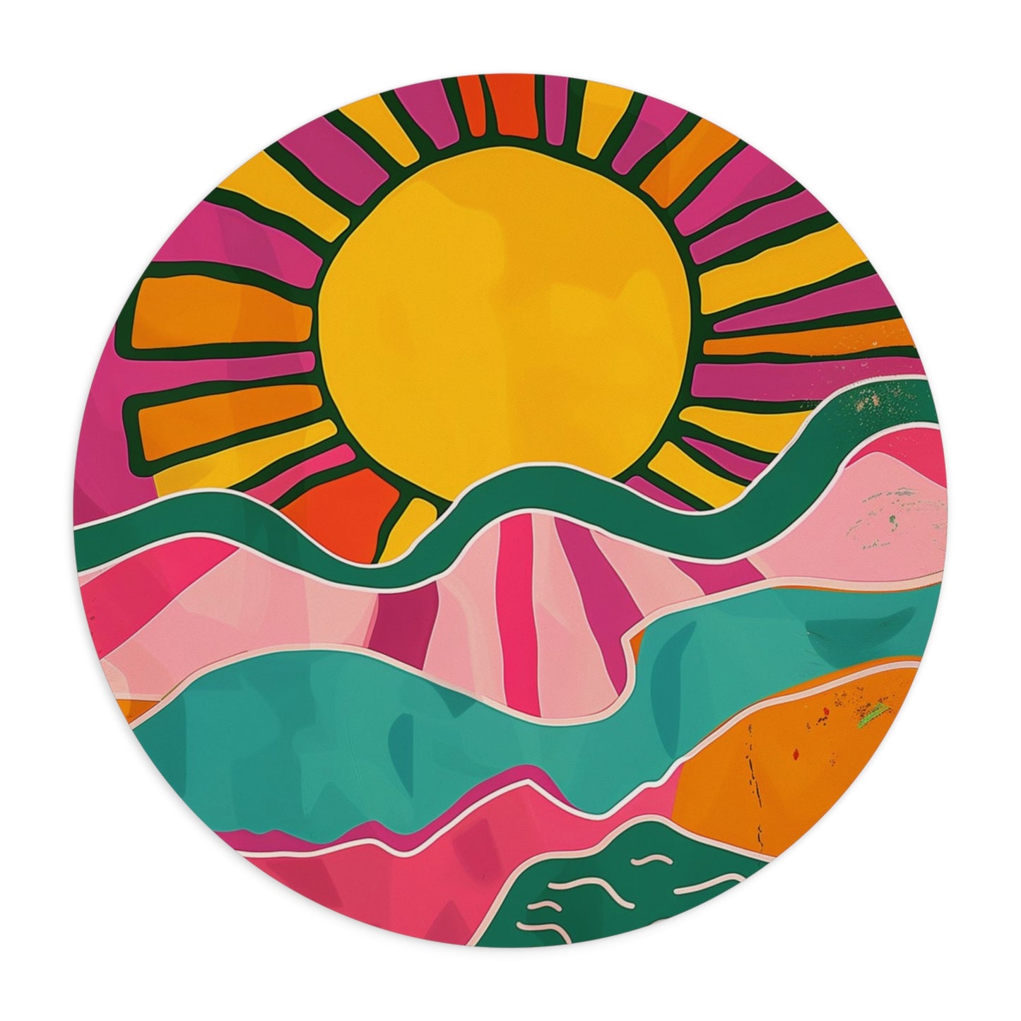 Vibrant Sunrise Design Personalized Mouse Pad - Custom Round or Rectangle Neoprene Mousepad with Non-Slip Rubber Bottom