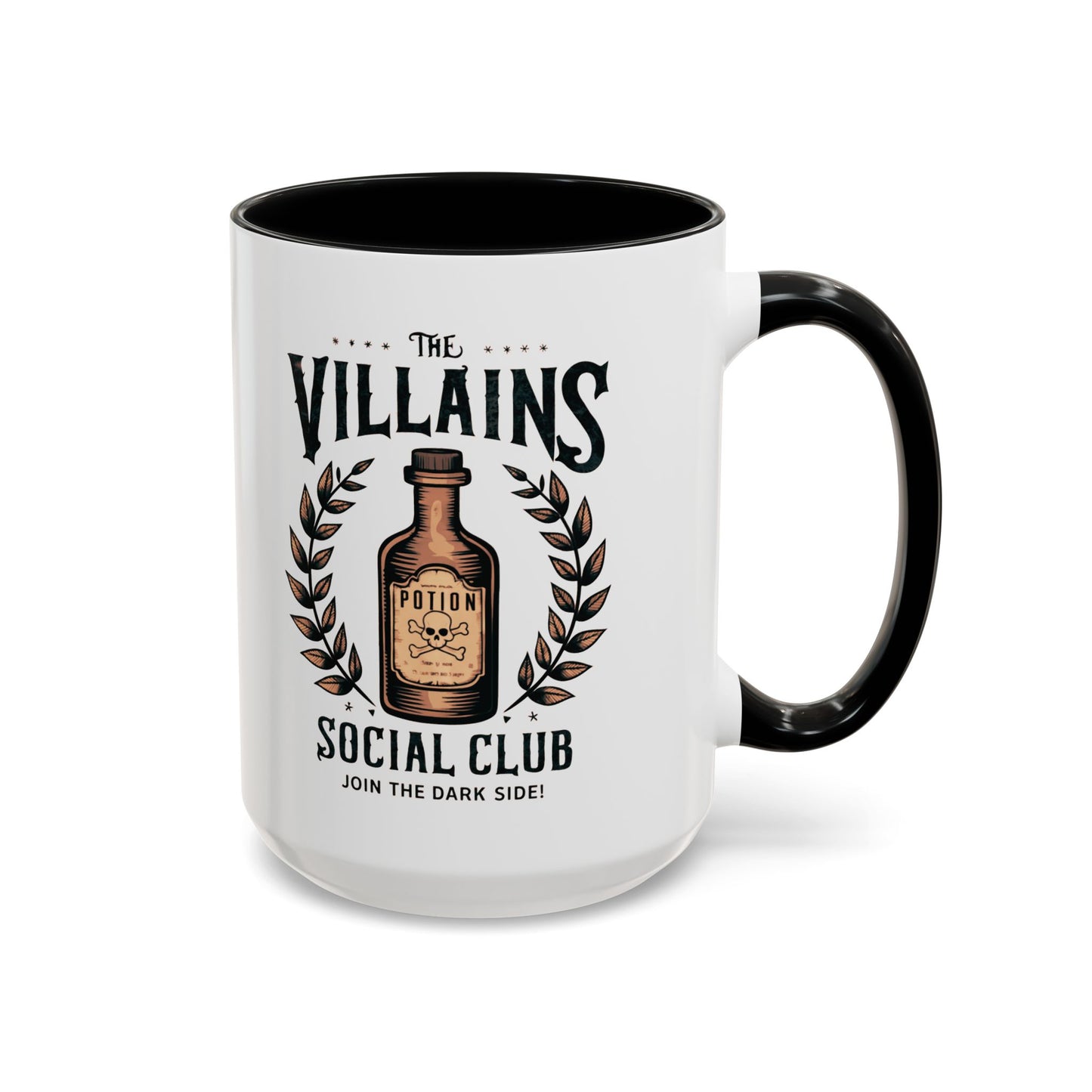 Villains Social Club Mug | Halloween Potion Bottle Design | Join the Dark Side Coffee Mug | Spooky Fall Drinkware