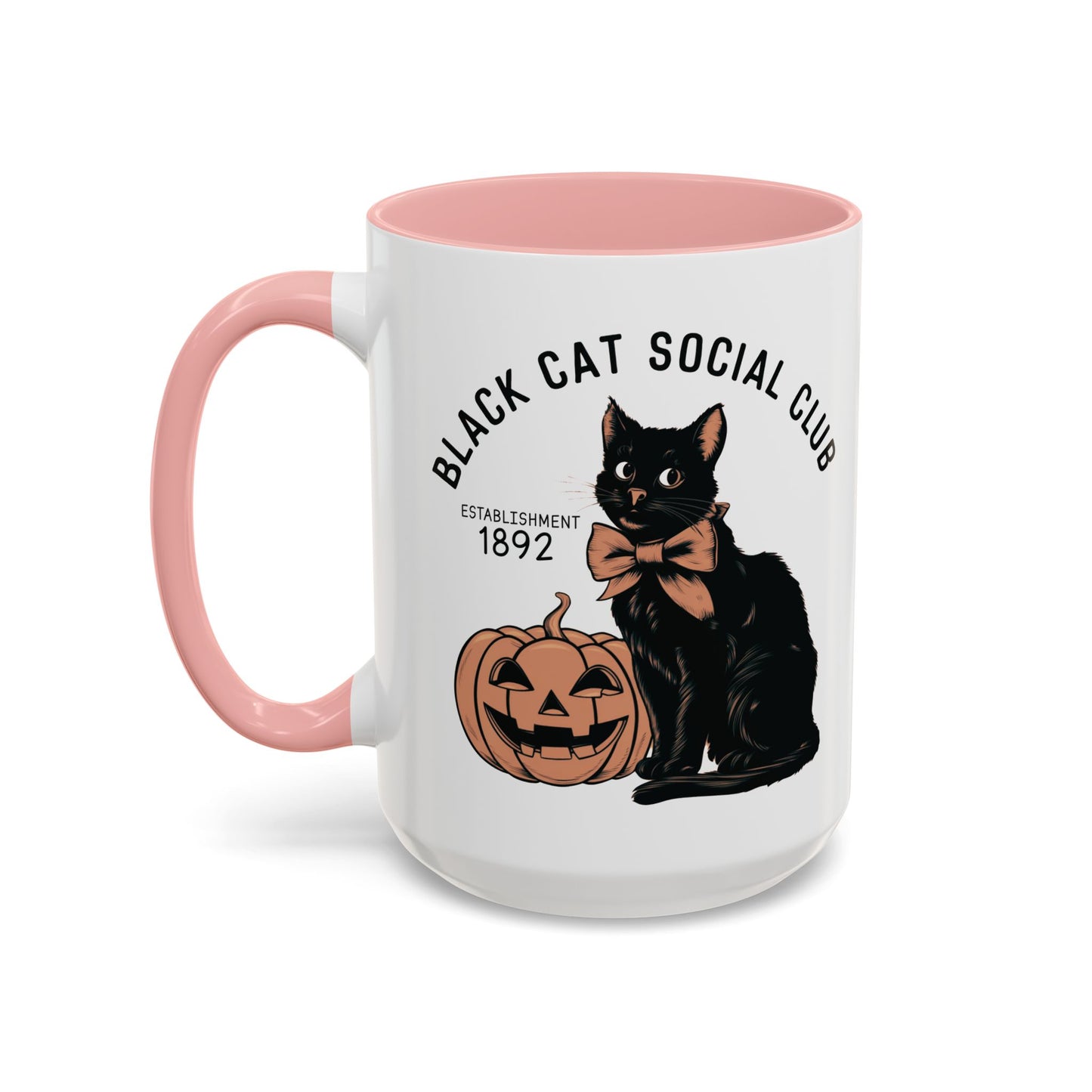 Black Cat Social Club Mug | Halloween Cat and Pumpkin Design | Spooky Coffee Mug | Fall Drinkware Gift