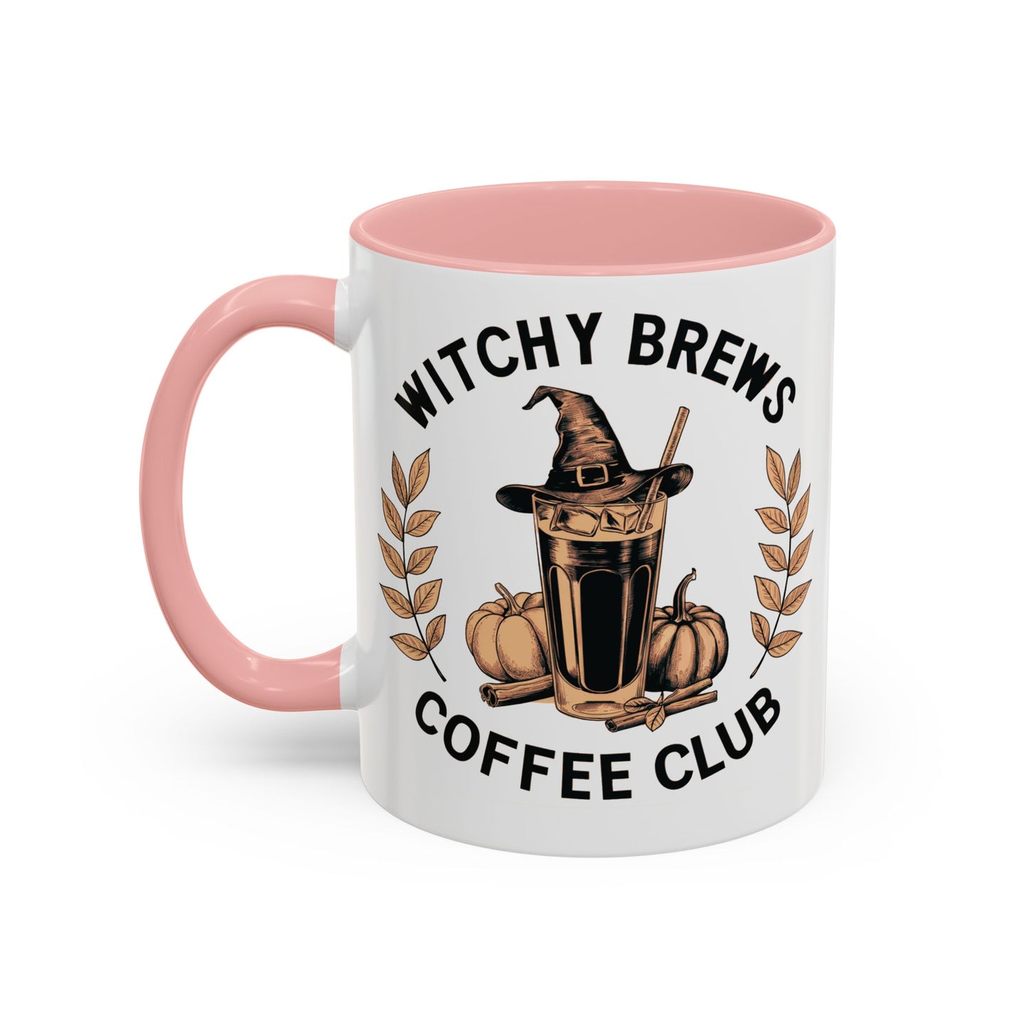 Witchy Brews Coffee Club Mug | Halloween Coffee Mug | Witch Hat and Pumpkin Design | Spooky Fall Drinkware