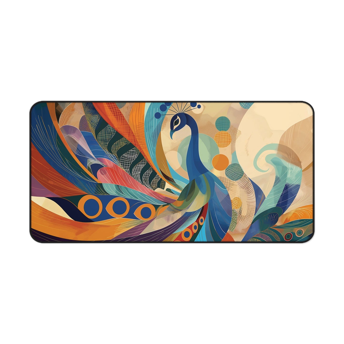 Peacock Desk Mat | Vibrant Artistic Anti-Slip | 3 Sizes | Office Decor