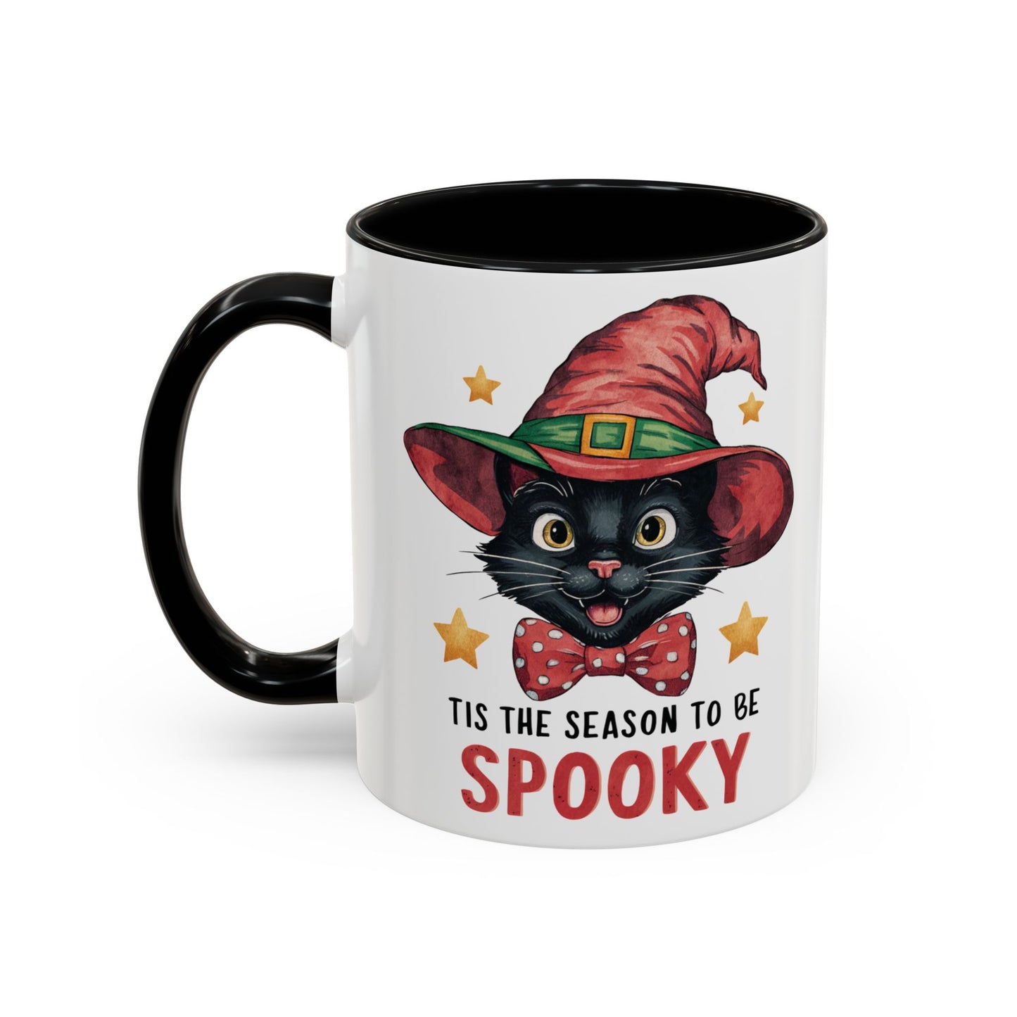 Tis the Season to Be Spooky Black Cat Mug | Halloween Cat in Witch Hat Design | Perfect Halloween Coffee Mug for Cat Lovers