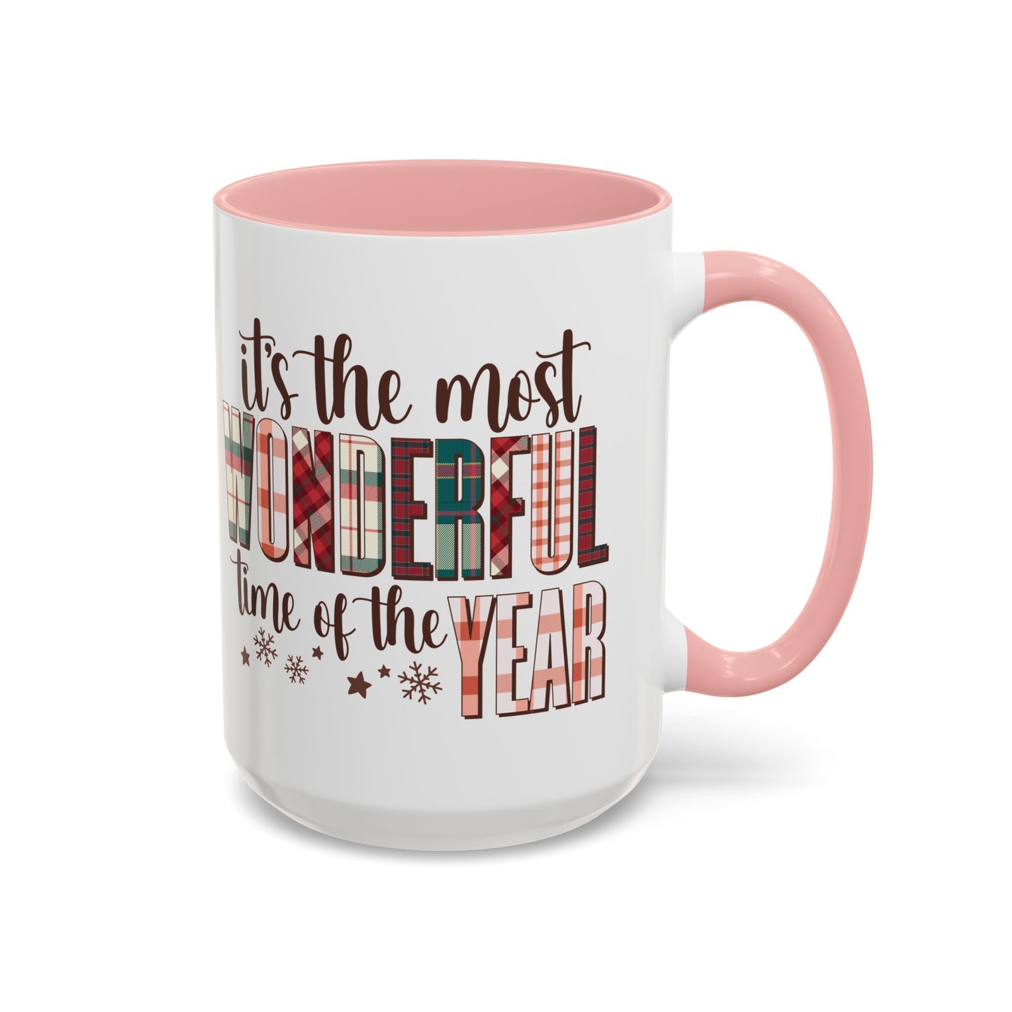 It's the Most Wonderful Time of the Year Christmas Mug | Plaid Text Holiday Design | Festive Winter Coffee Mug