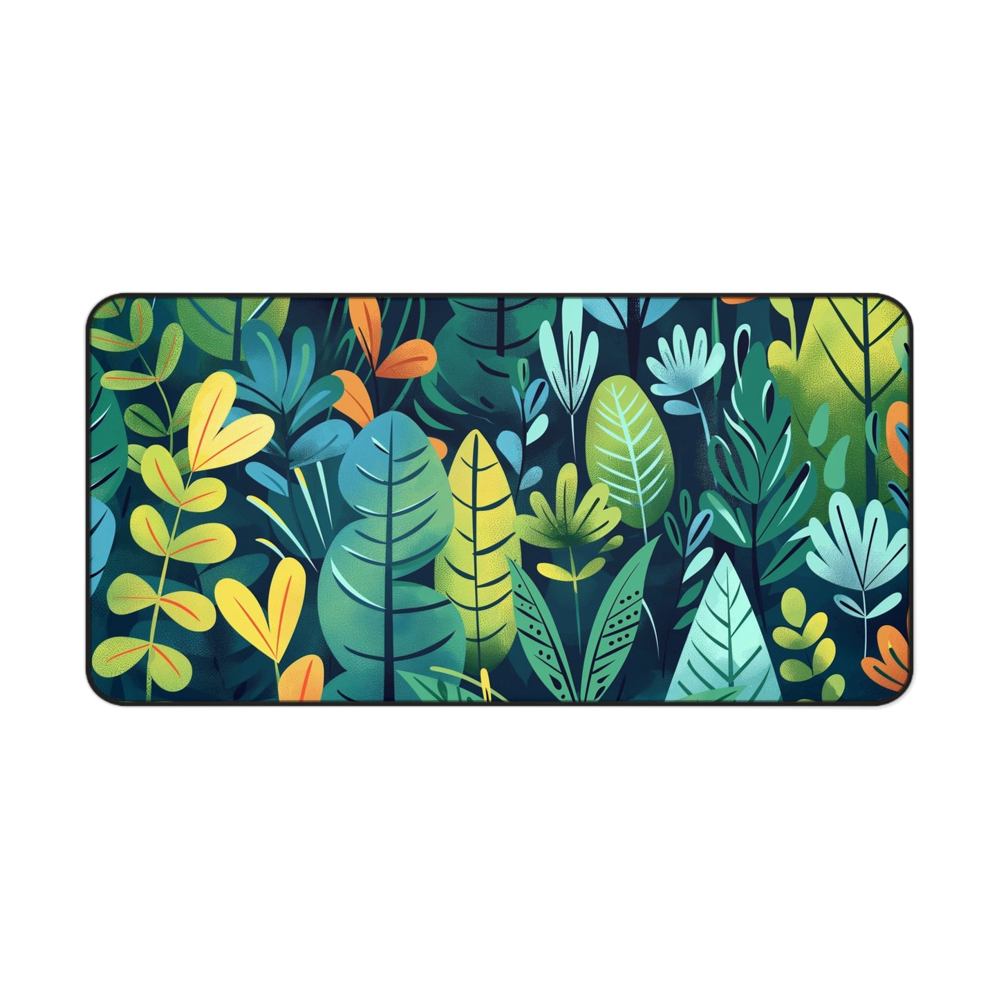 Tropical Jungle Computer Desk Mat | Vibrant Leaves Mouse Pad | Anti-Slip Neoprene Desk Mat for Home Office | 3 Sizes Available