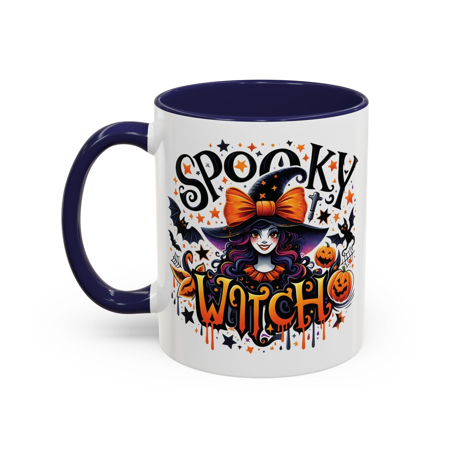 Spooky Witch Halloween Mug | Colorful Witch and Pumpkin Design | 11oz and 15oz Ceramic Coffee Cup