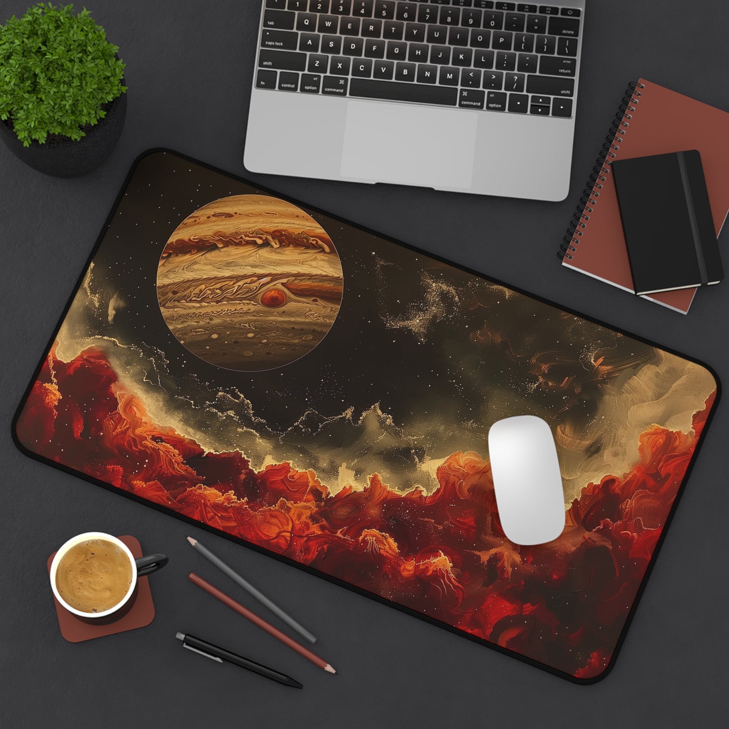 Jupiter Planet Computer Desk Mat | Cosmic Mouse Pad | Anti-Slip Neoprene Desk Mat for Home Office | 3 Sizes Available