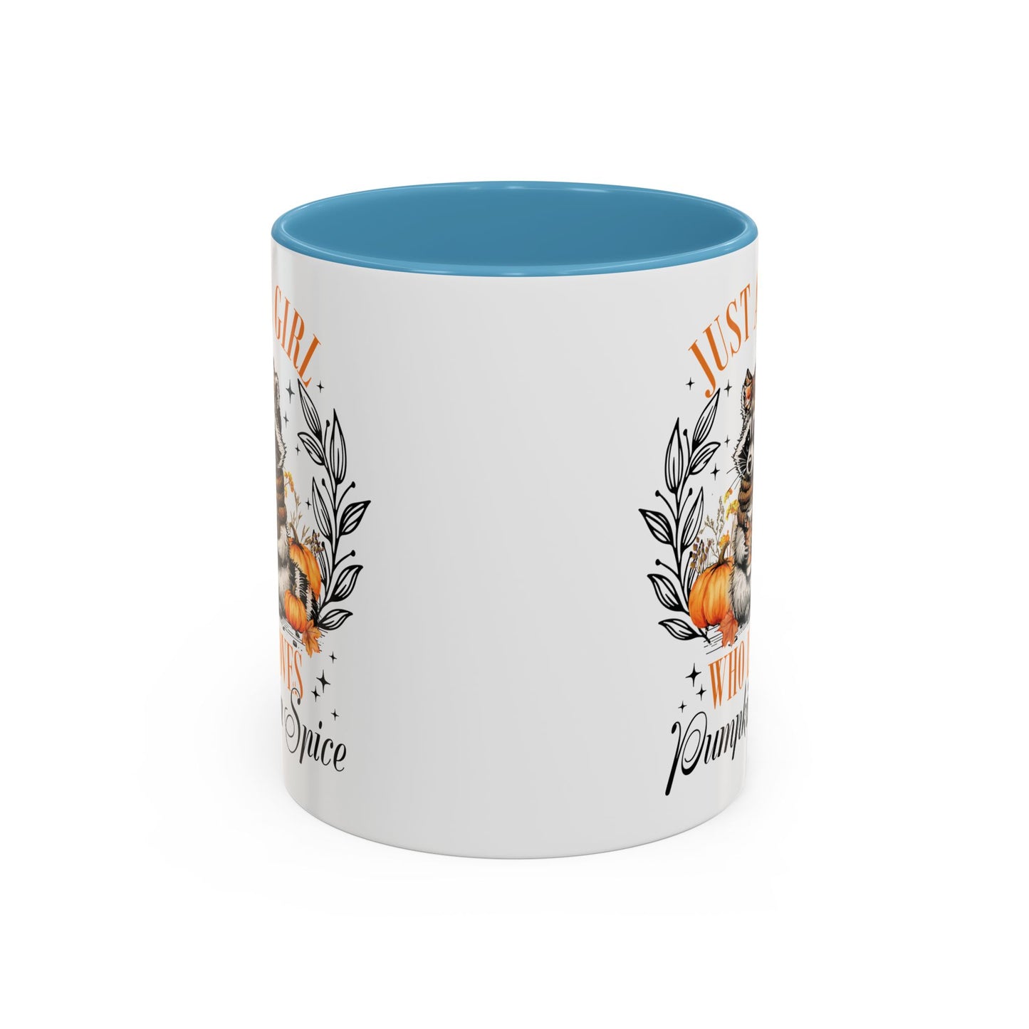 Just a Girl Who Loves Pumpkin Spice Raccoon Mug | 11oz and 15oz Ceramic Coffee Cup | Cute Autumn Design