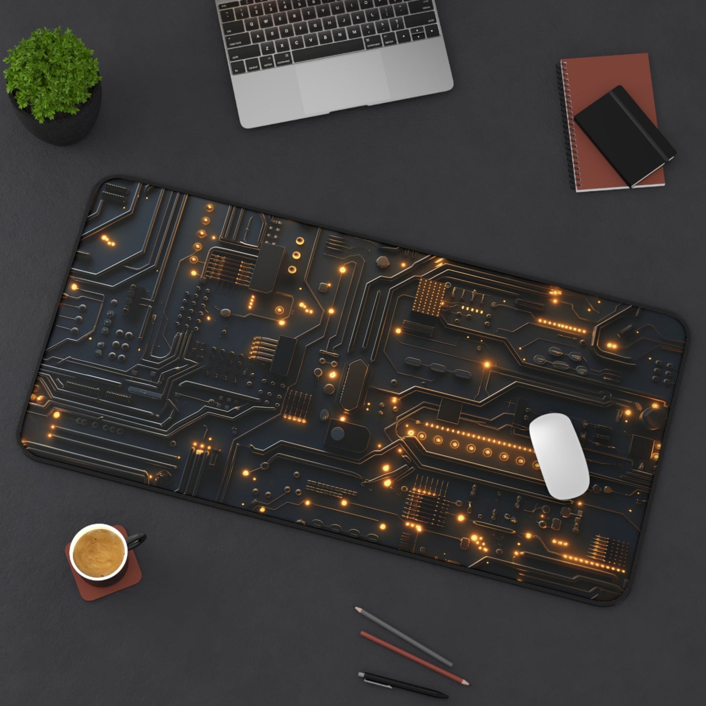 Tech Circuit Board Desk Mat | Neoprene | Anti-Slip | 3 Sizes | Office Decor