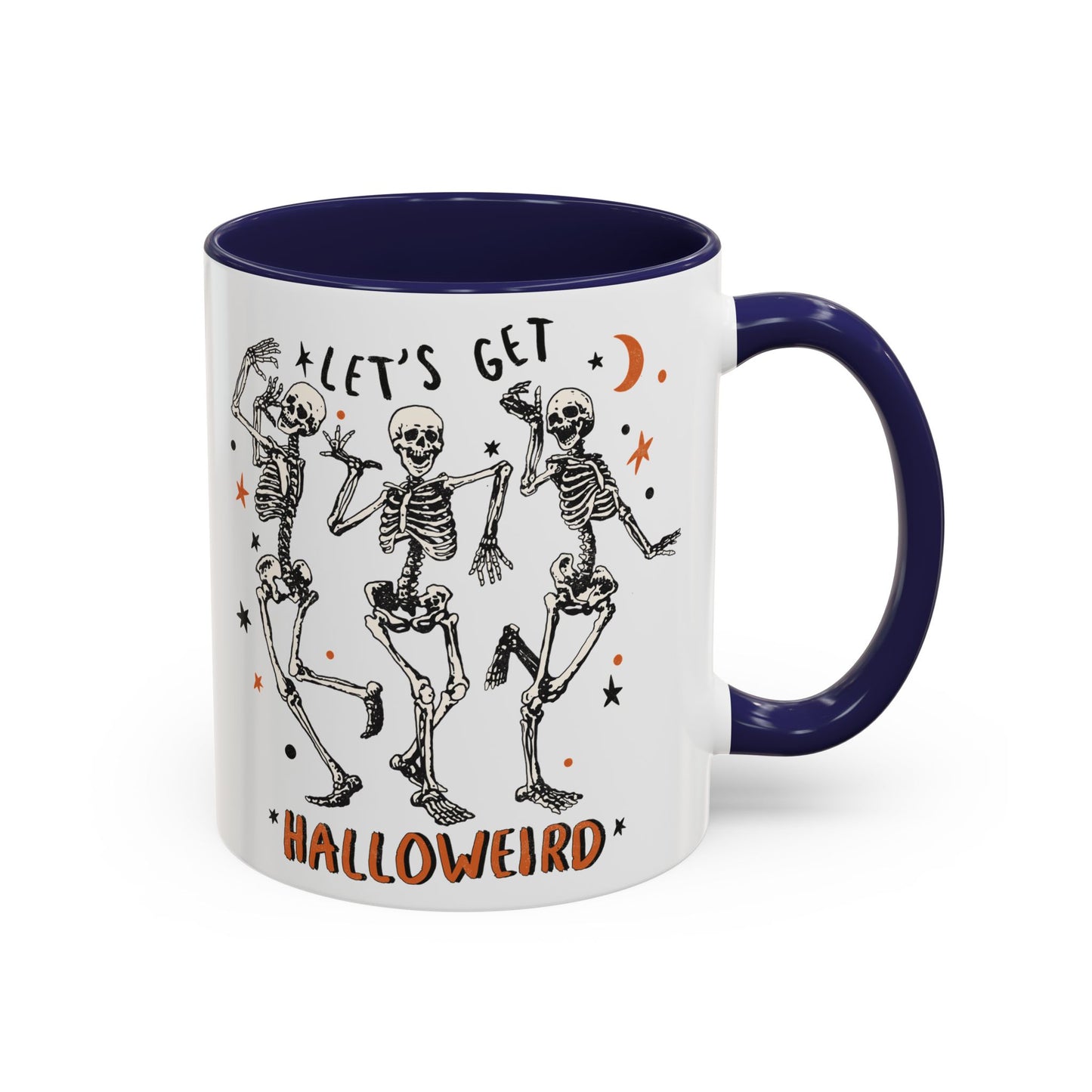 Lets Get Halloweird Halloween Mug | Dancing Skeleton Design | Funny Spooky Coffee Mug | Fall Drinkware | Unique Halloween Gift