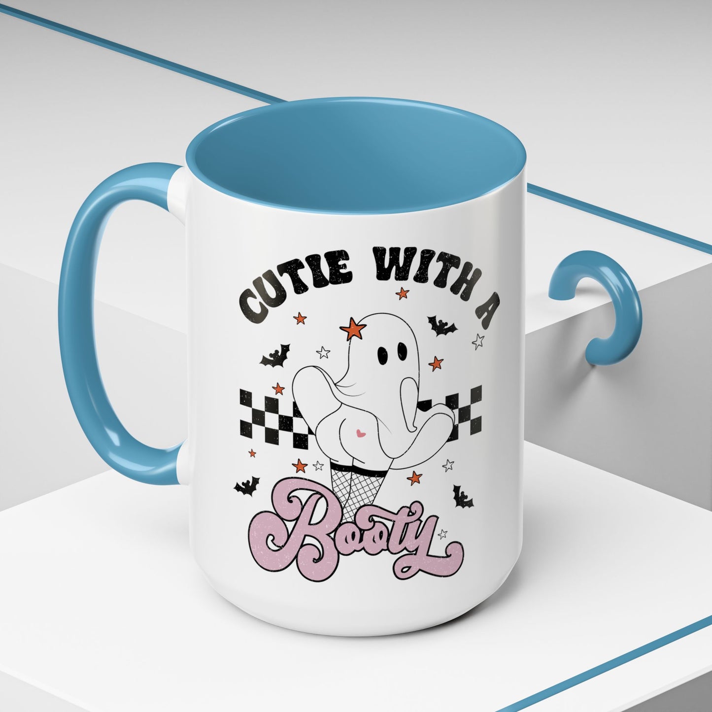 Cutie with a Booty Halloween Ghost Mug | 11oz and 15oz Ceramic Coffee Cup | Funny Halloween Design