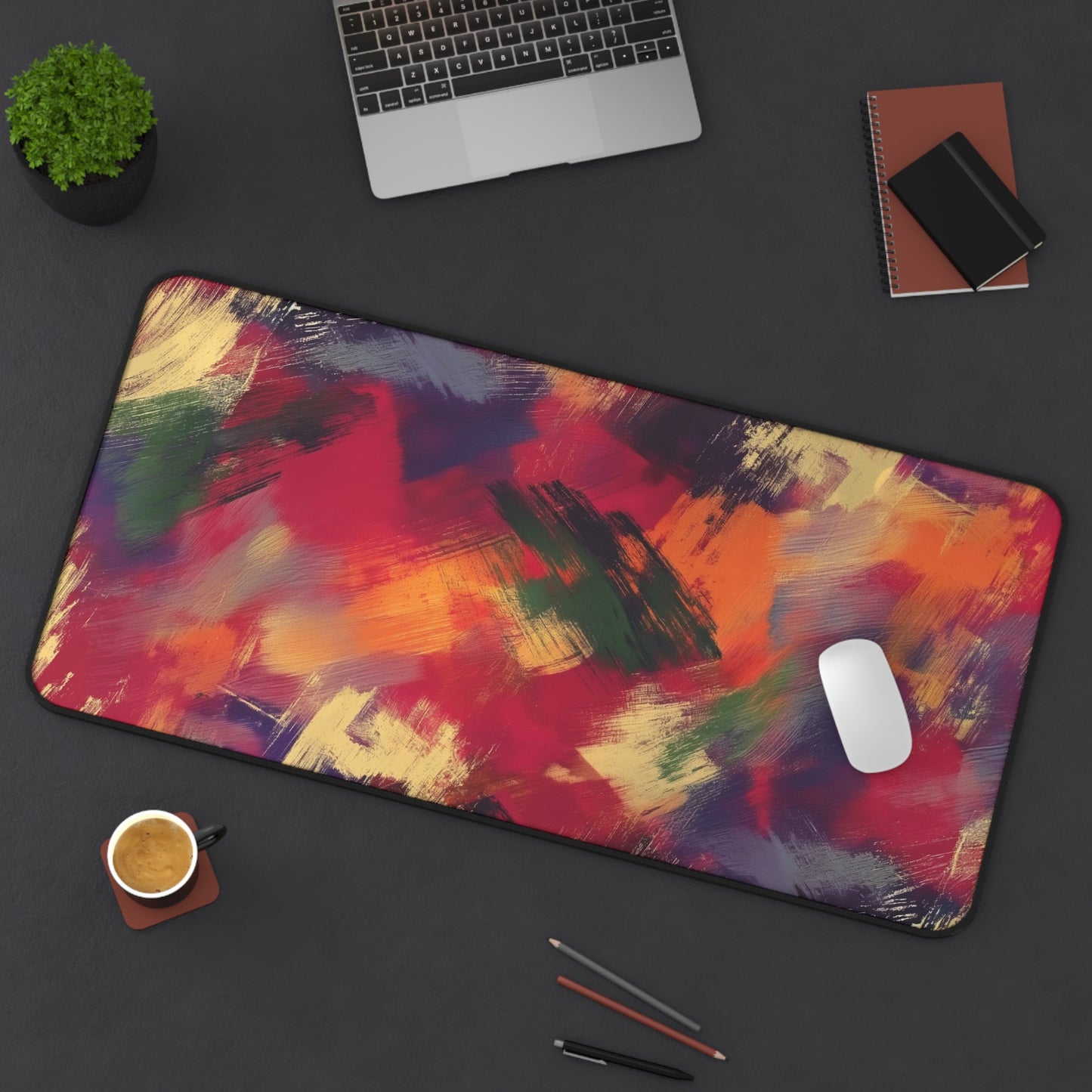 Color Splash Desk Mat | Bold Abstract Neoprene Mouse Pad | Vibrant Anti-Slip Office Desk Mat | 3 Sizes Available