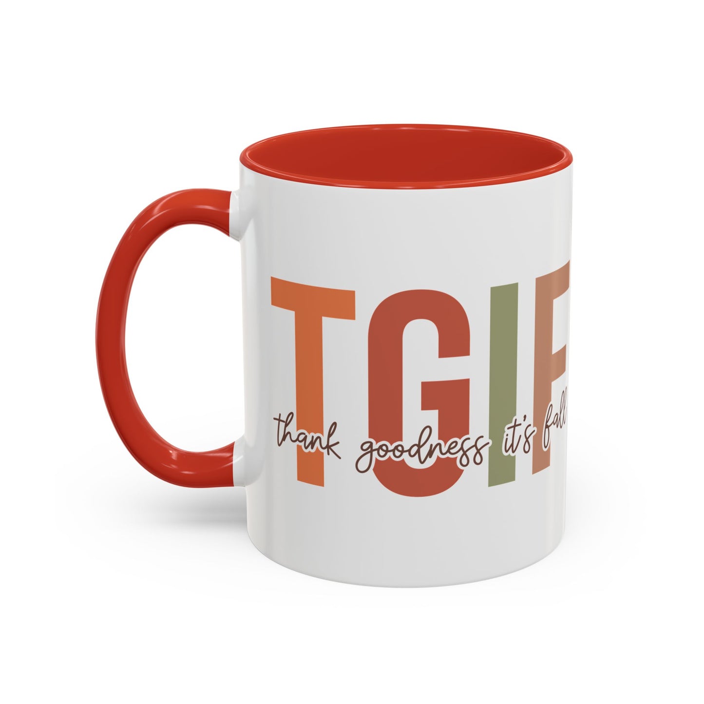 TGIF - Thank Goodness It's Fall Ceramic Mug - 11oz/15oz Autumn Coffee Cup | Cozy Fall Gift | 5 Color Options | Fall-Themed Mug