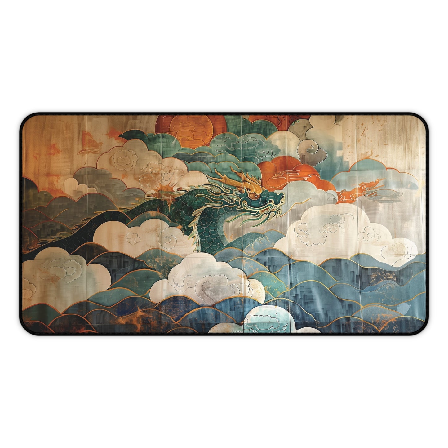 Dragon in Clouds Desk Mat | Eastern Mythology Design | Gaming & Office Decor | Neoprene | Anti-Slip | 3 Sizes