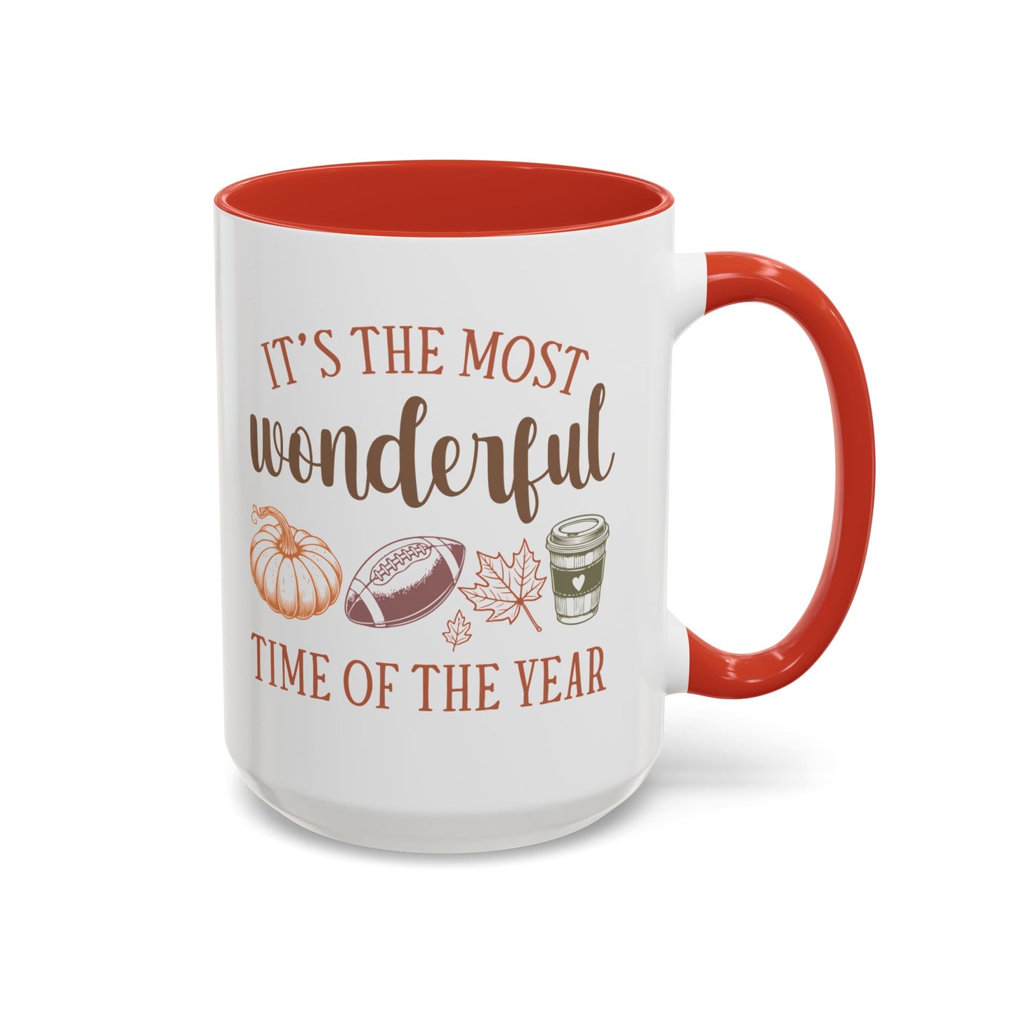 Most Wonderful Time of the Year Fall Mug | 11oz and 15oz Ceramic Coffee Cup | Autumn, Football & Pumpkin Design