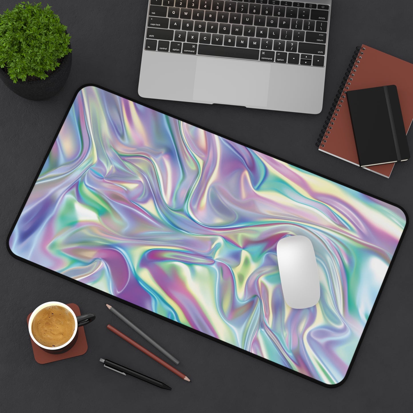 Iridescent Satin Look Desk Mat | Neoprene | Anti-Slip | 3 Sizes