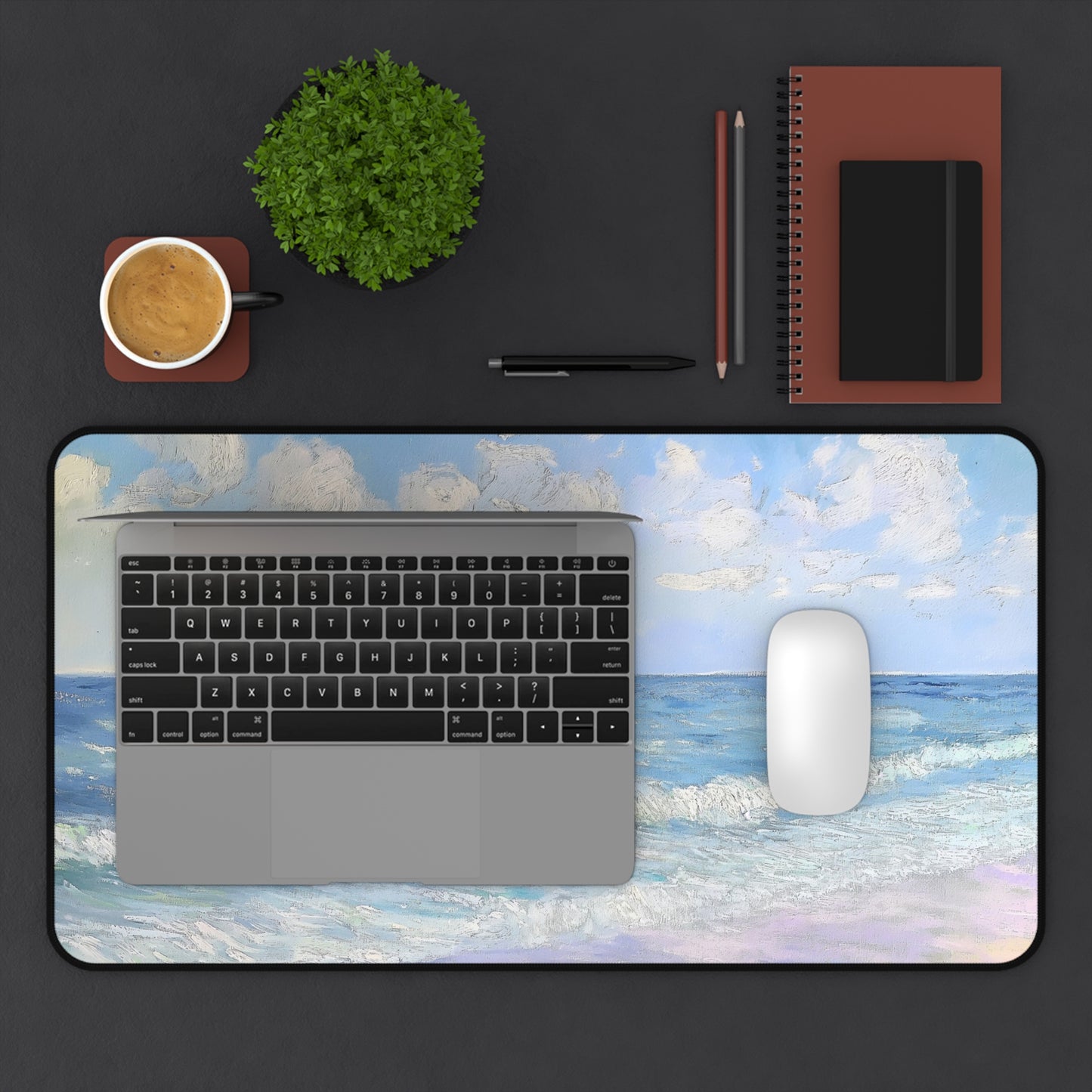 Serene Seascape Computer Desk Mat | Tranquil Ocean Mouse Pad | Anti-Slip Neoprene Desk Mat for Home Office | 3 Sizes Available